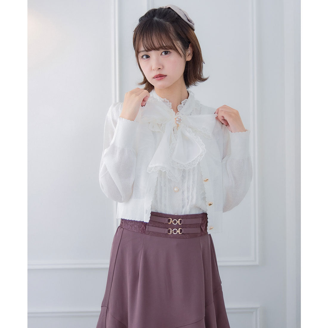 クチュールバイロジータ couture BY ROJITA ハート釦シアーニットカーデ (ピンク) ピンク