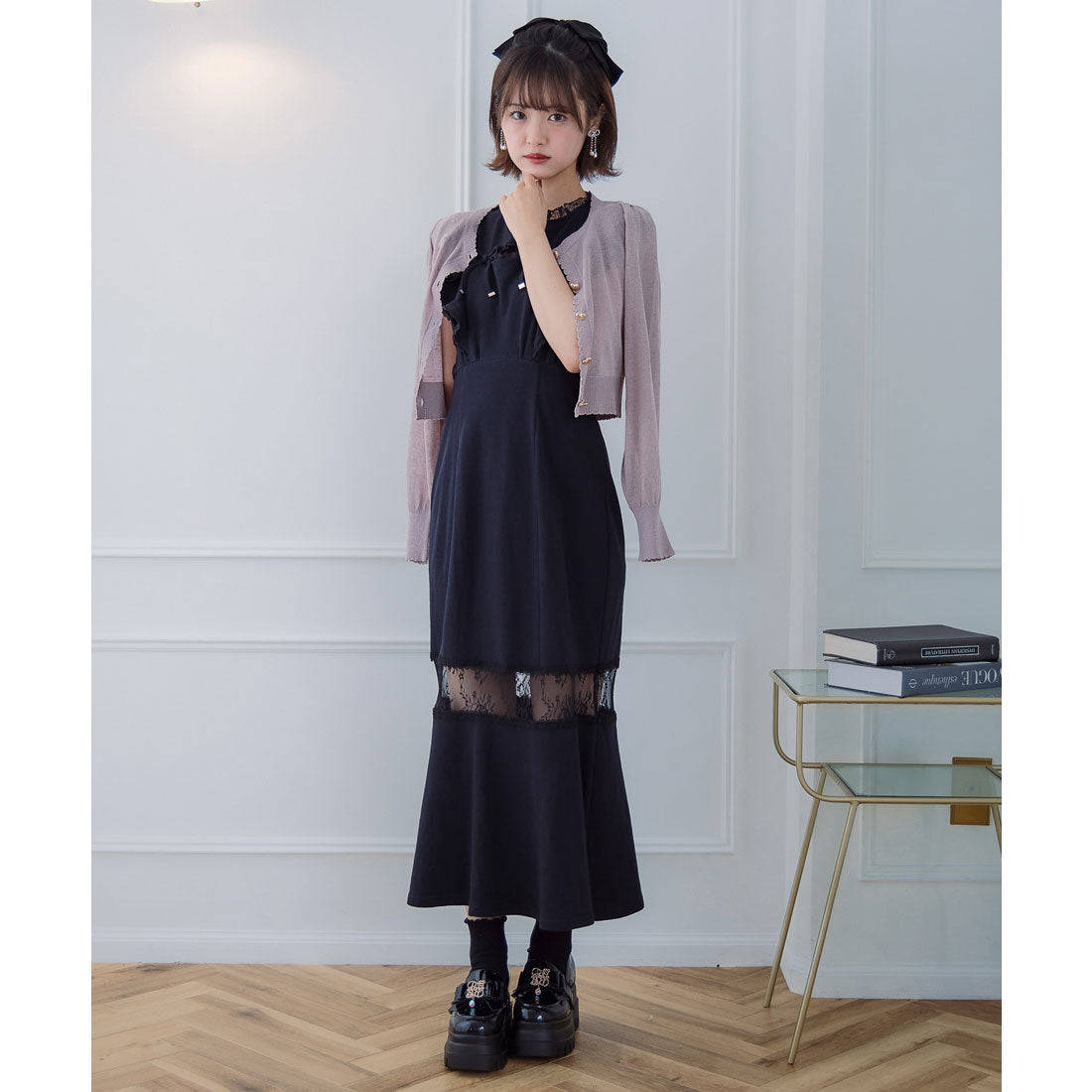 クチュールバイロジータ couture BY ROJITA ハート釦シアーニットカーデ (ピンク) ピンク