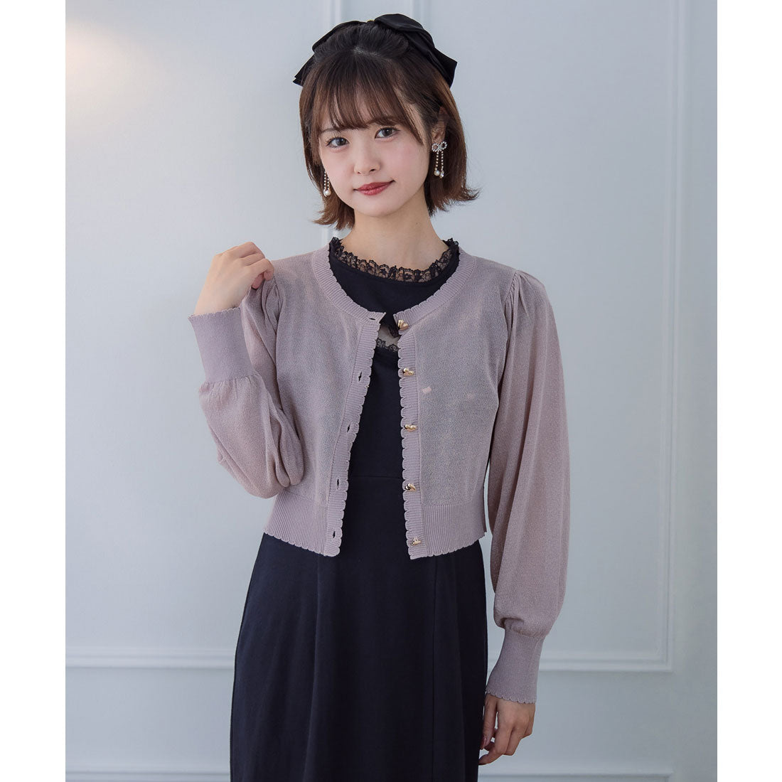 クチュールバイロジータ couture BY ROJITA ハート釦シアーニットカーデ (ピンク) ピンク