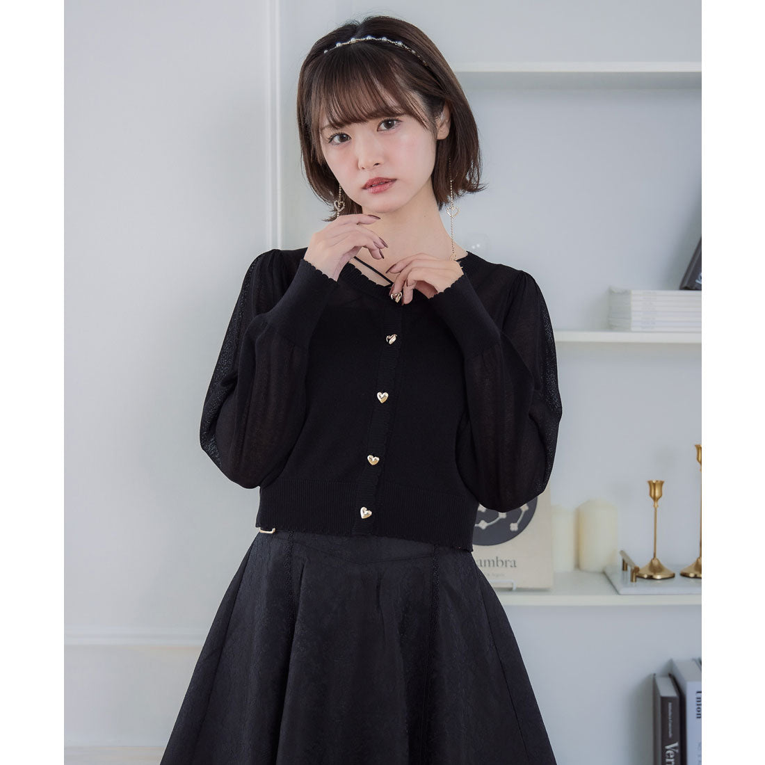 クチュールバイロジータ couture BY ROJITA ハート釦シアーニットカーデ (ピンク) ピンク