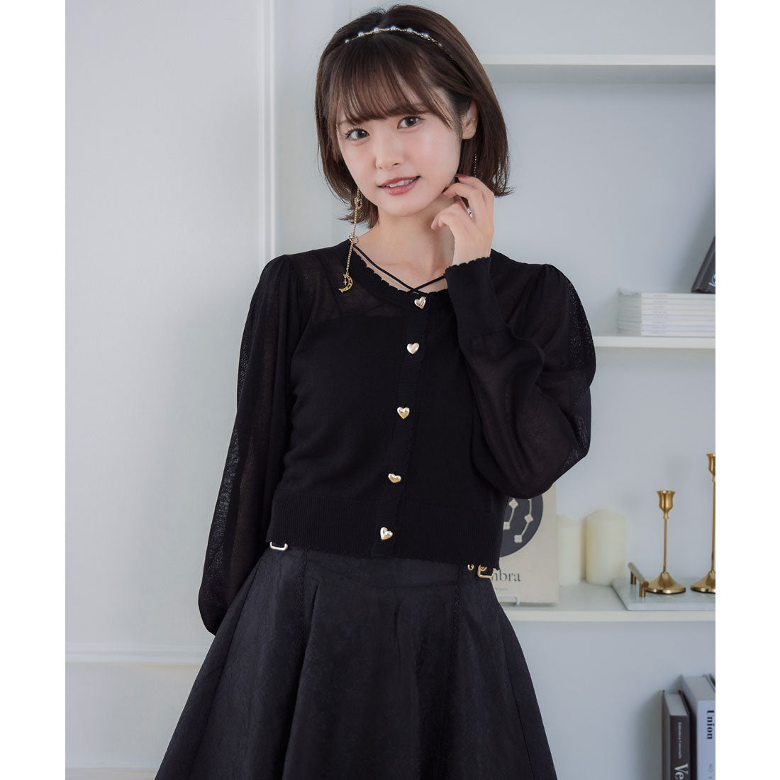 クチュールバイロジータ couture BY ROJITA ハート釦シアーニットカーデ (ピンク) ピンク