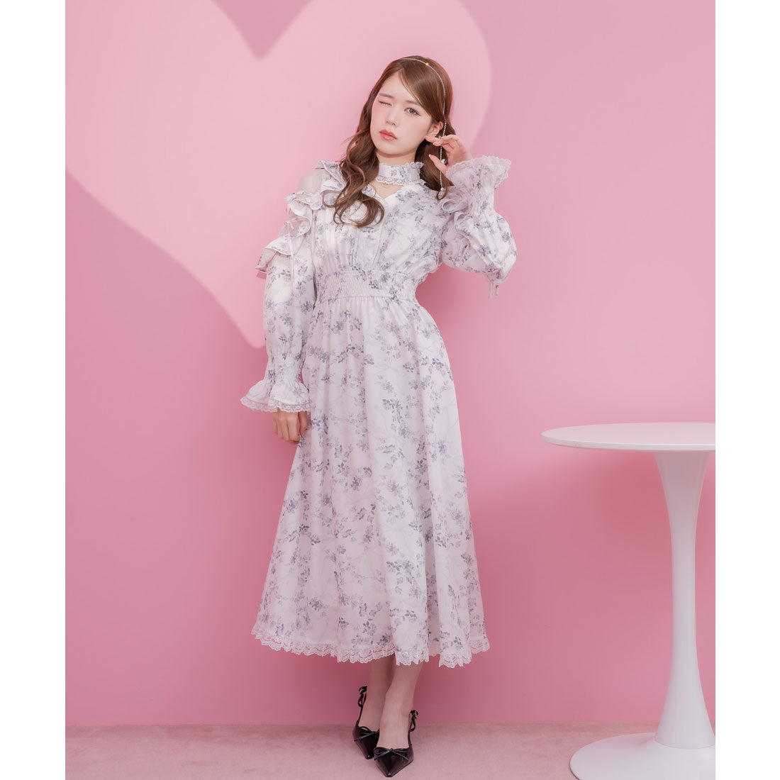 クチュールバイロジータ couture BY ROJITA オリジナルローズリボンロングワンピース (ホワイト) ホワイト