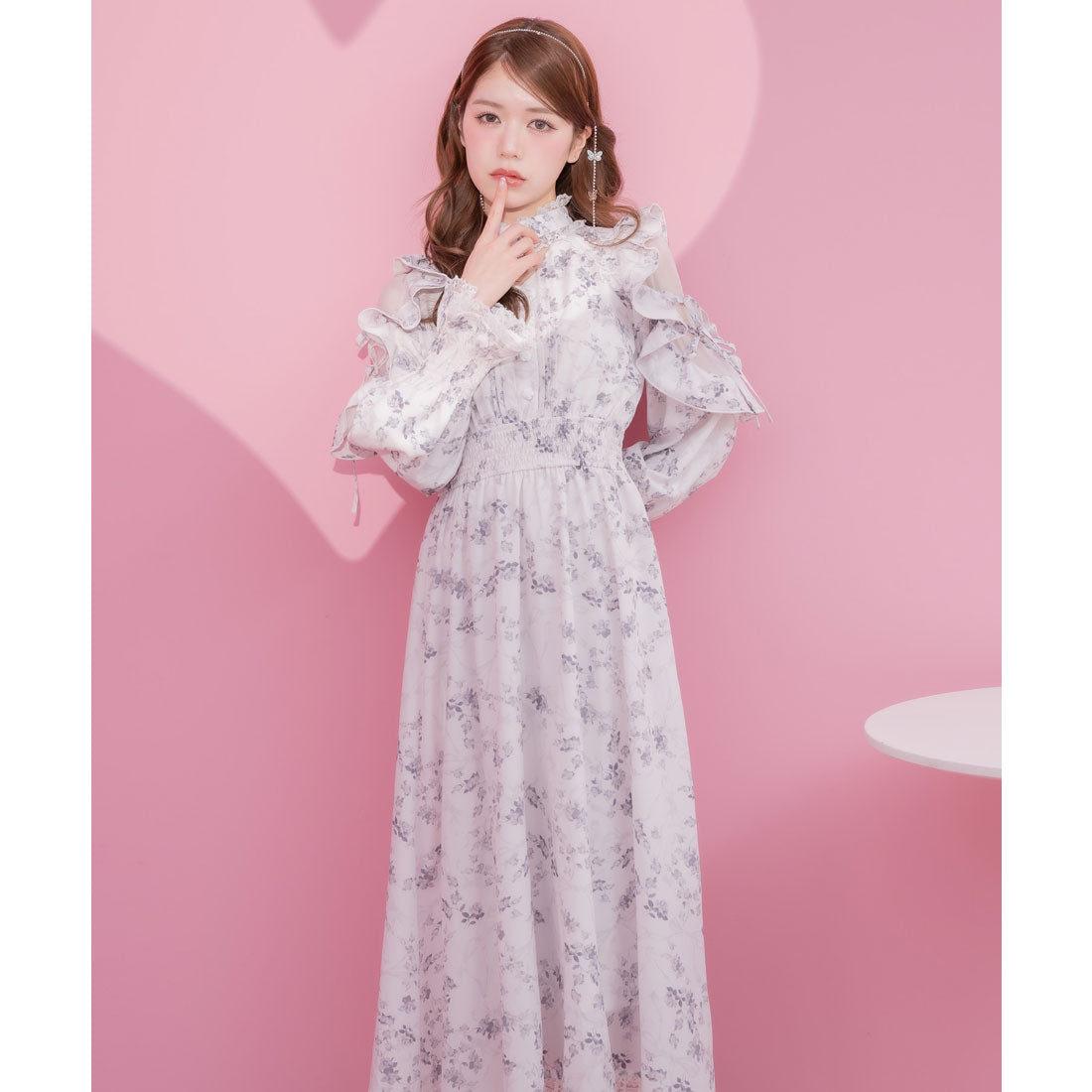 クチュールバイロジータ couture BY ROJITA オリジナルローズリボンロングワンピース (ホワイト) ホワイト