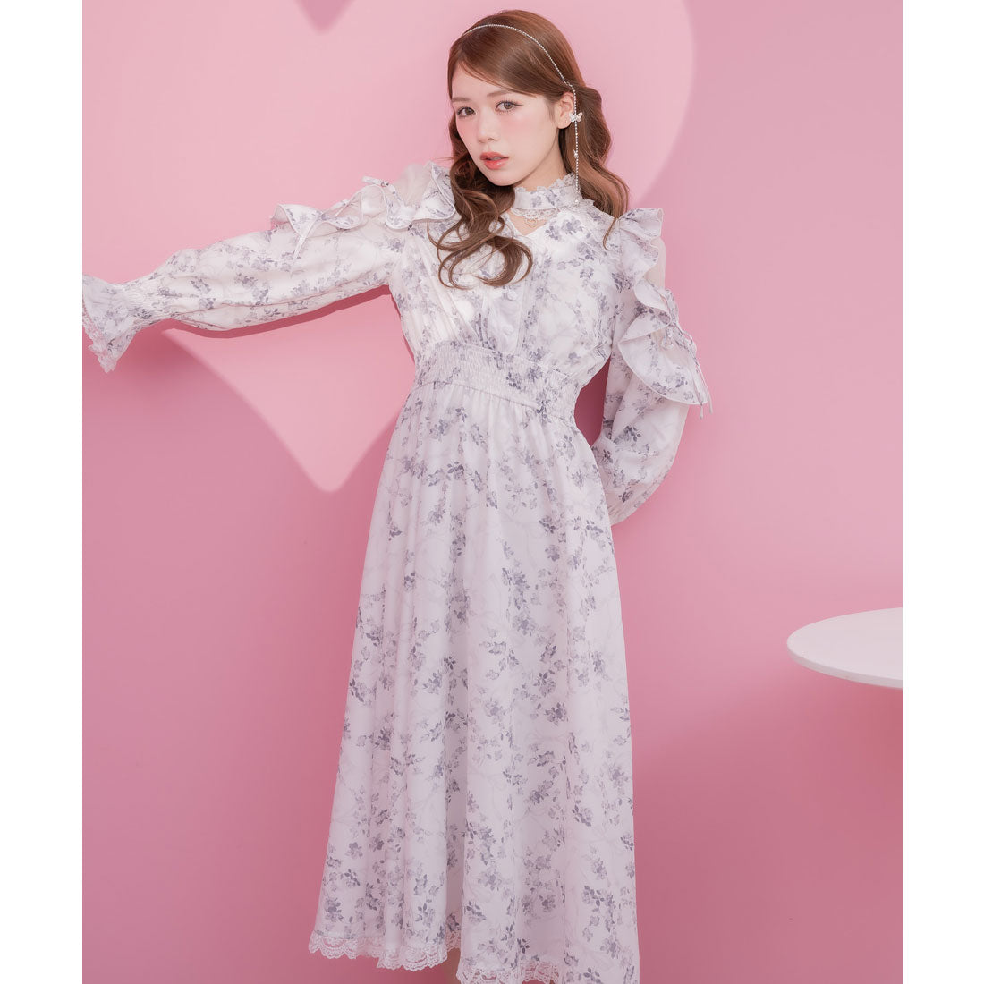 クチュールバイロジータ couture BY ROJITA オリジナルローズリボンロングワンピース (ホワイト) ホワイト