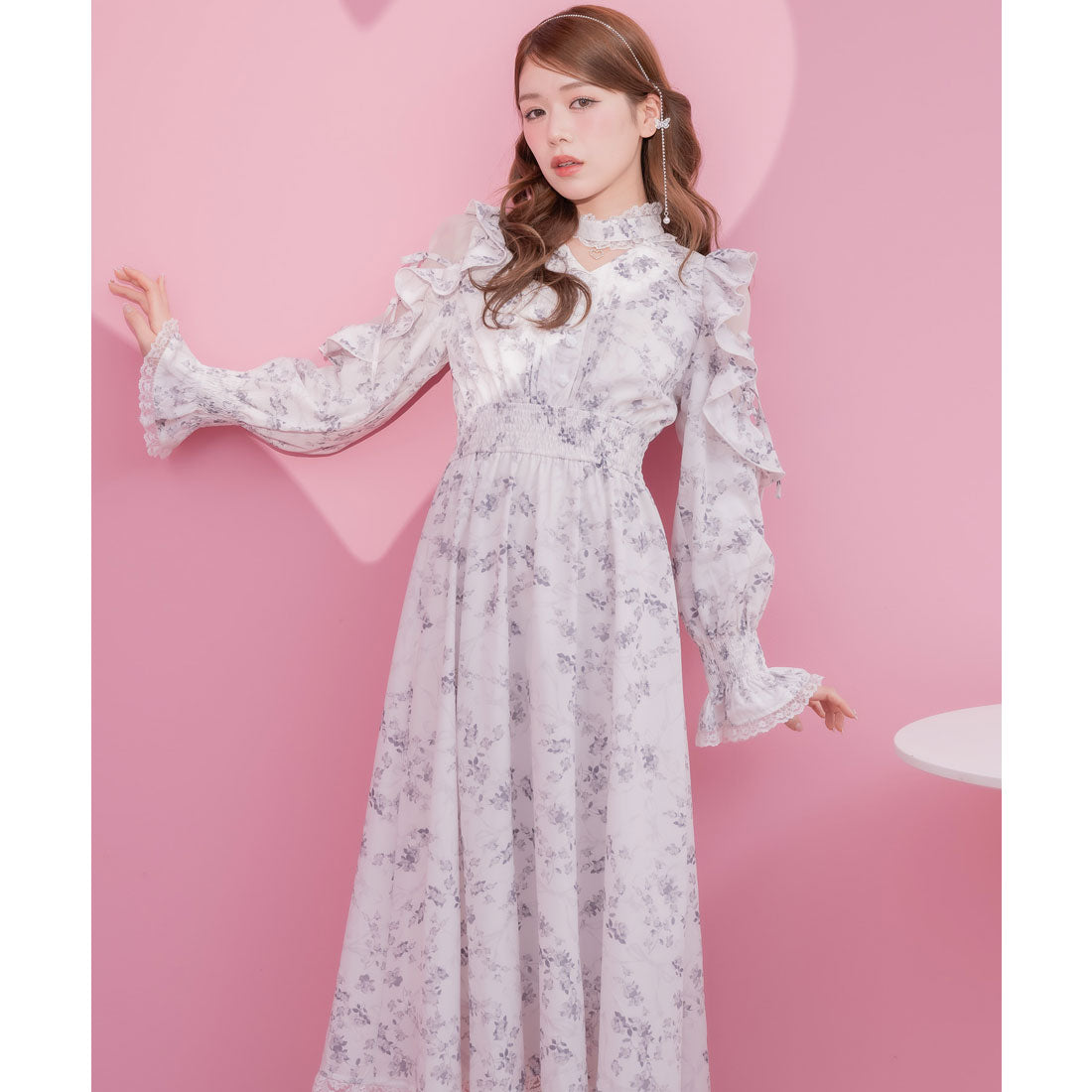 クチュールバイロジータ couture BY ROJITA オリジナルローズリボンロングワンピース (ホワイト) ホワイト