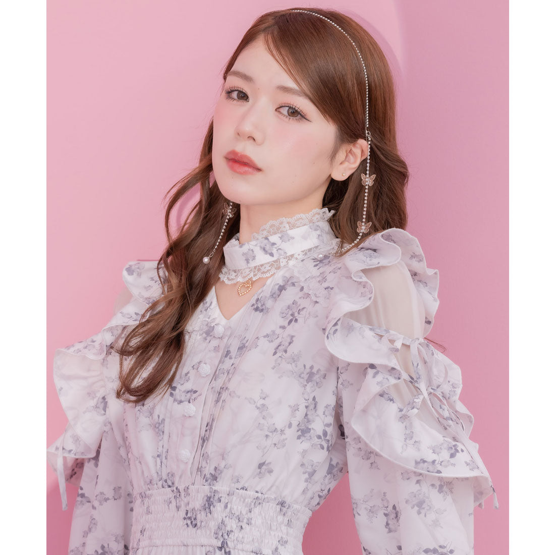 クチュールバイロジータ couture BY ROJITA オリジナルローズリボンロングワンピース (ホワイト) ホワイト