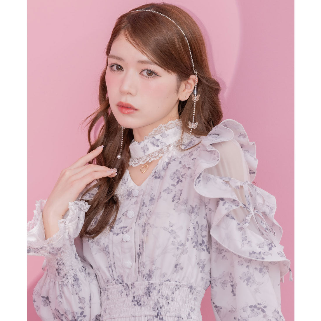 クチュールバイロジータ couture BY ROJITA オリジナルローズリボンロングワンピース (ホワイト) ホワイト