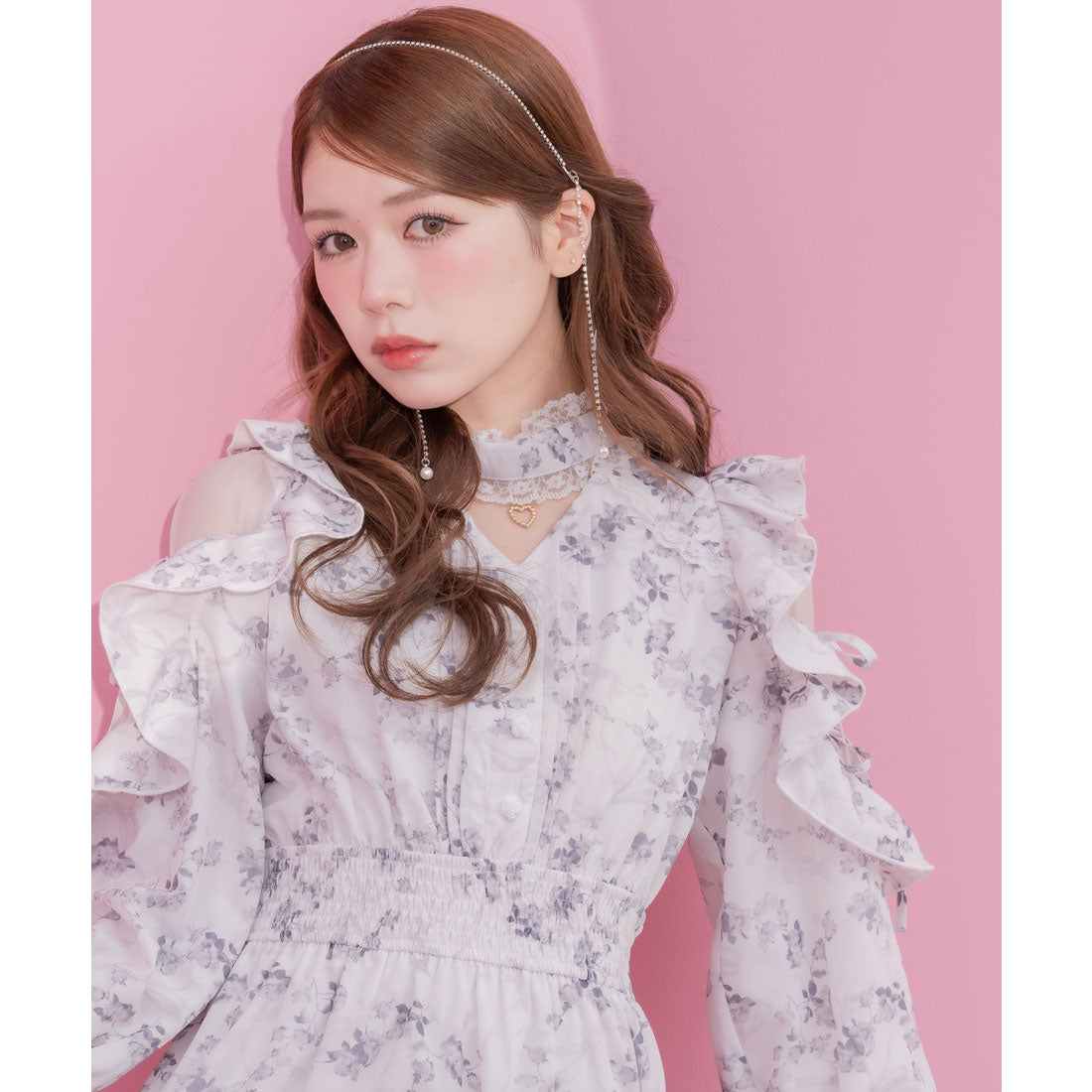 クチュールバイロジータ couture BY ROJITA オリジナルローズリボンロングワンピース (ホワイト) ホワイト