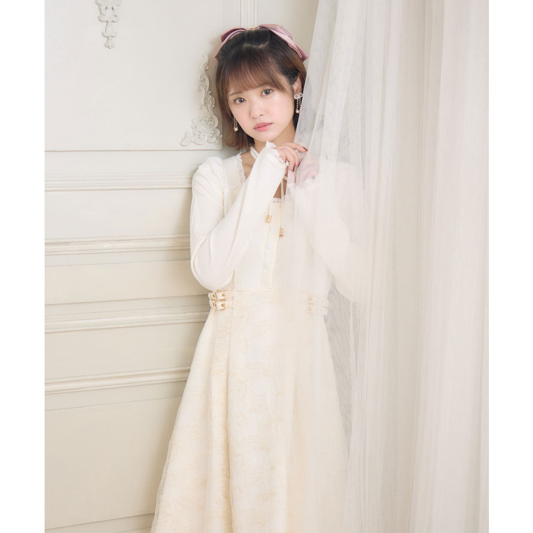 クチュールバイロジータ couture BY ROJITA フラワー刺繍ドッキングワンピース (アイボリー) アイボリー