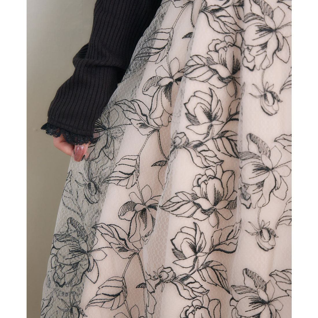 クチュールバイロジータ couture BY ROJITA フラワー刺繍ドッキングワンピース (アイボリー) アイボリー