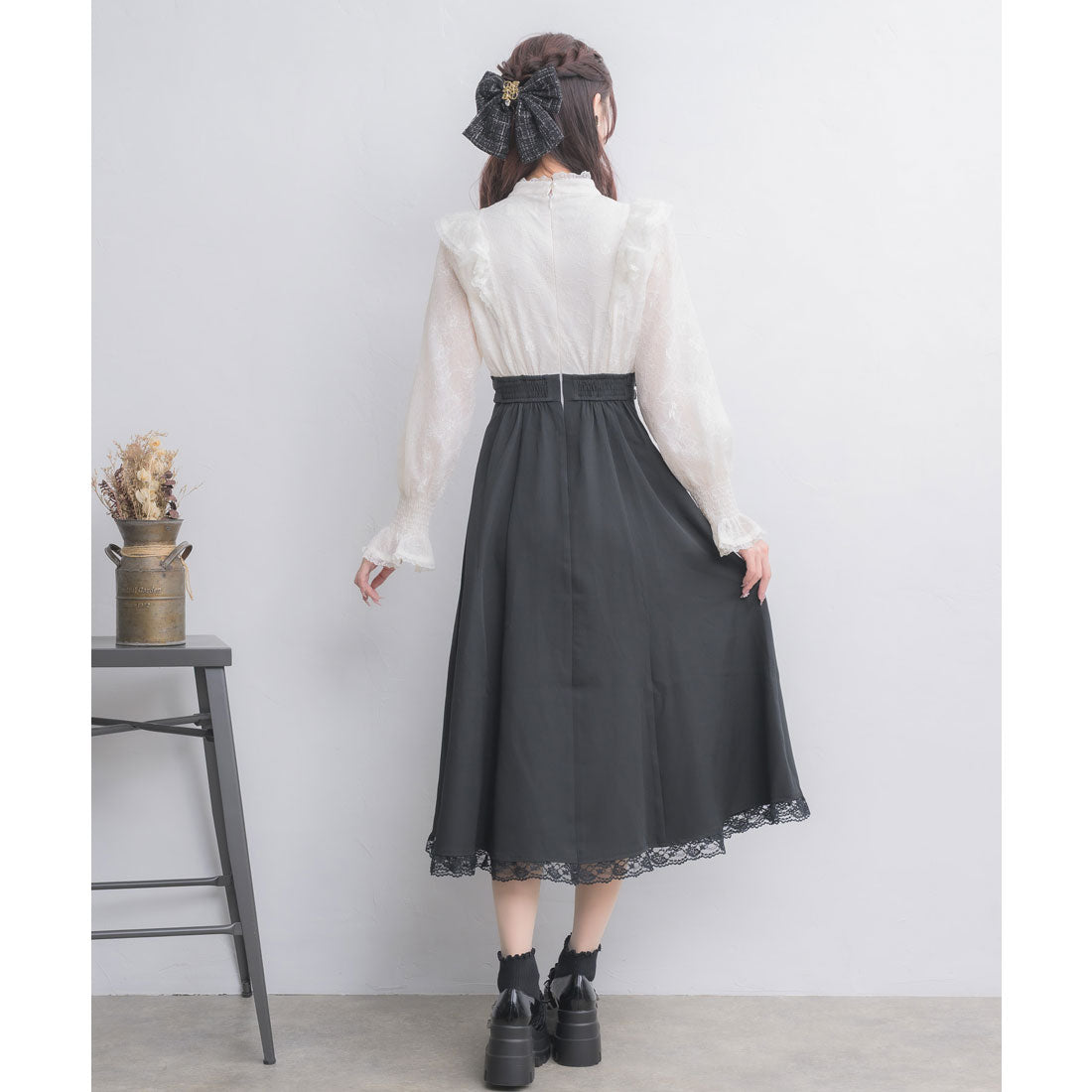 クチュールバイロジータ couture BY ROJITA レーシードッキング長袖ワンピース (ブルー) ブルー