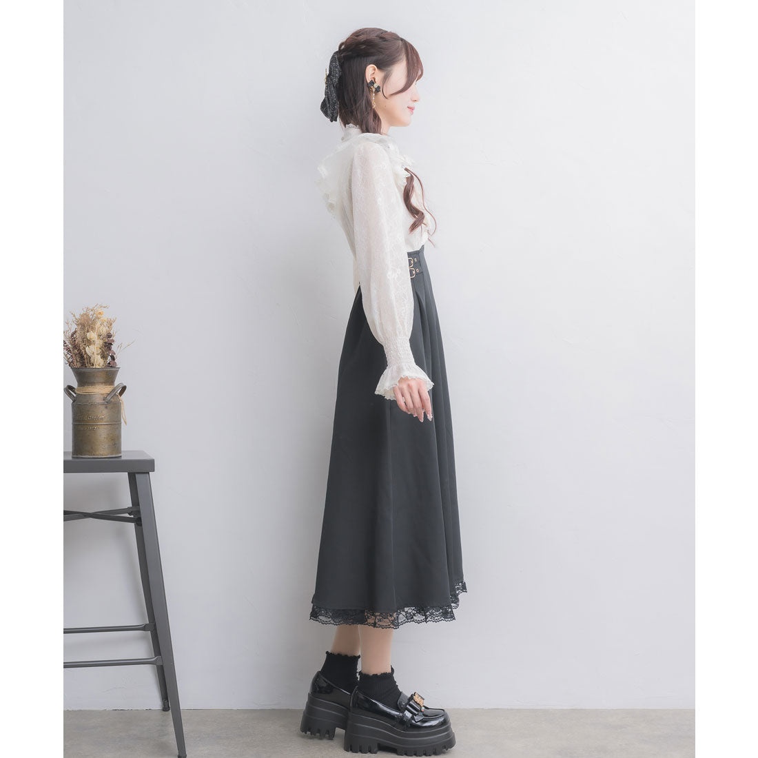 クチュールバイロジータ couture BY ROJITA レーシードッキング長袖ワンピース (ブルー) ブルー