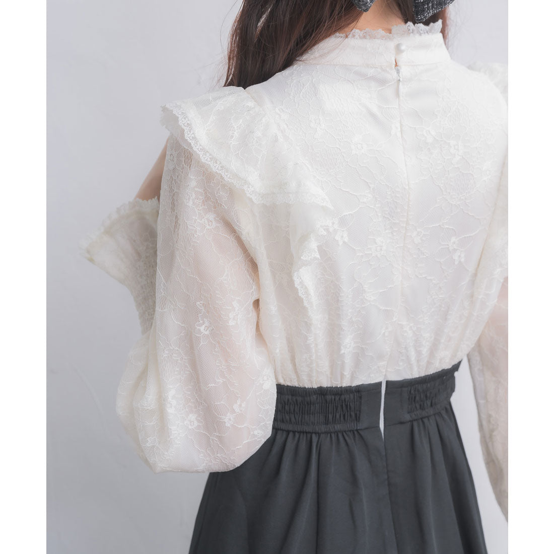 クチュールバイロジータ couture BY ROJITA レーシードッキング長袖ワンピース (ブルー) ブルー