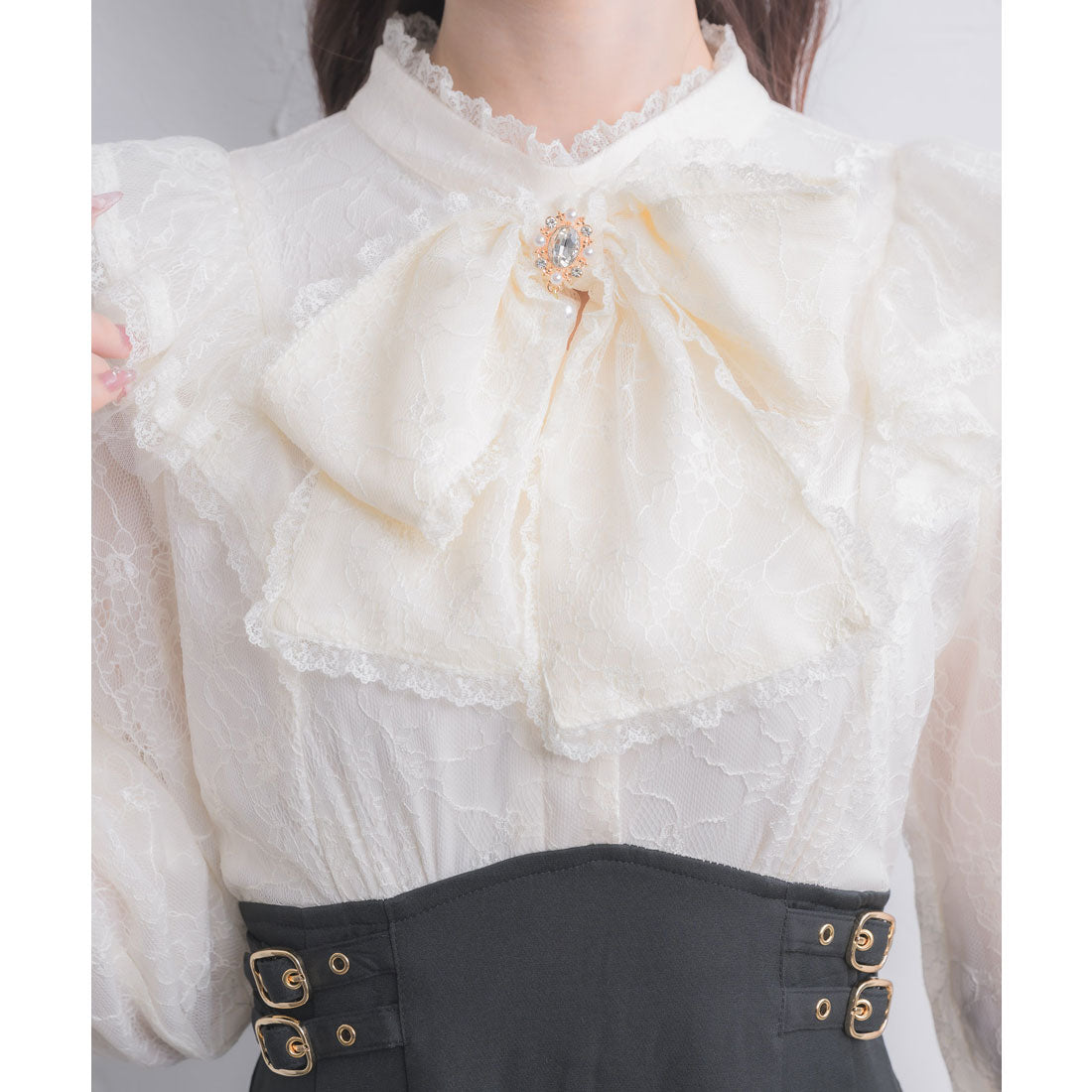 クチュールバイロジータ couture BY ROJITA レーシードッキング長袖ワンピース (ブルー) ブルー