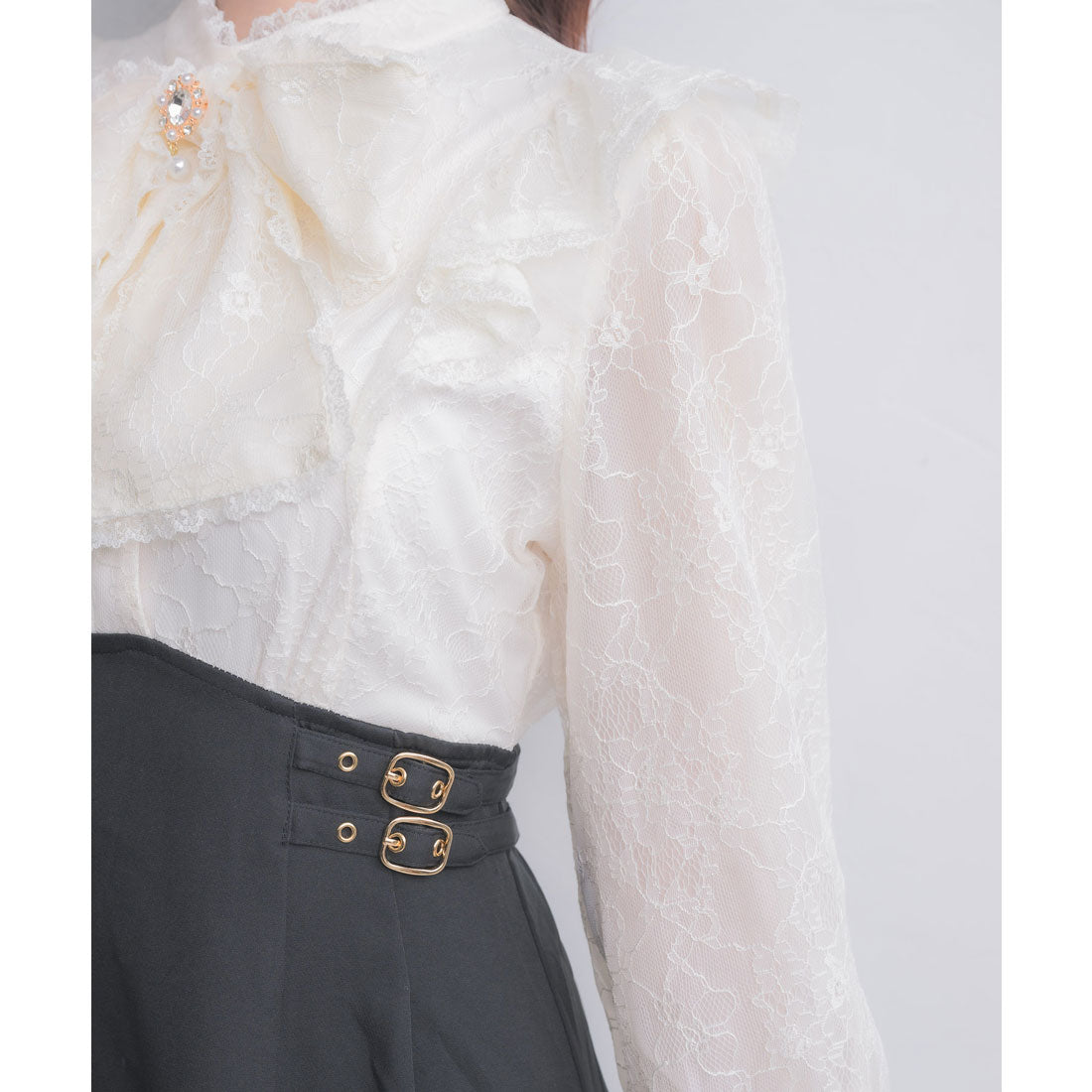 クチュールバイロジータ couture BY ROJITA レーシードッキング長袖ワンピース (ブルー) ブルー