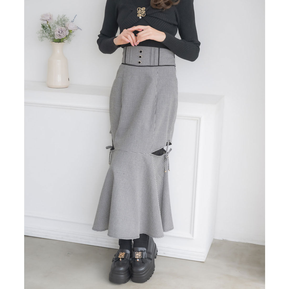 クチュールバイロジータ couture BY ROJITA レース透かしマーメイドスカート (チェック) チェック