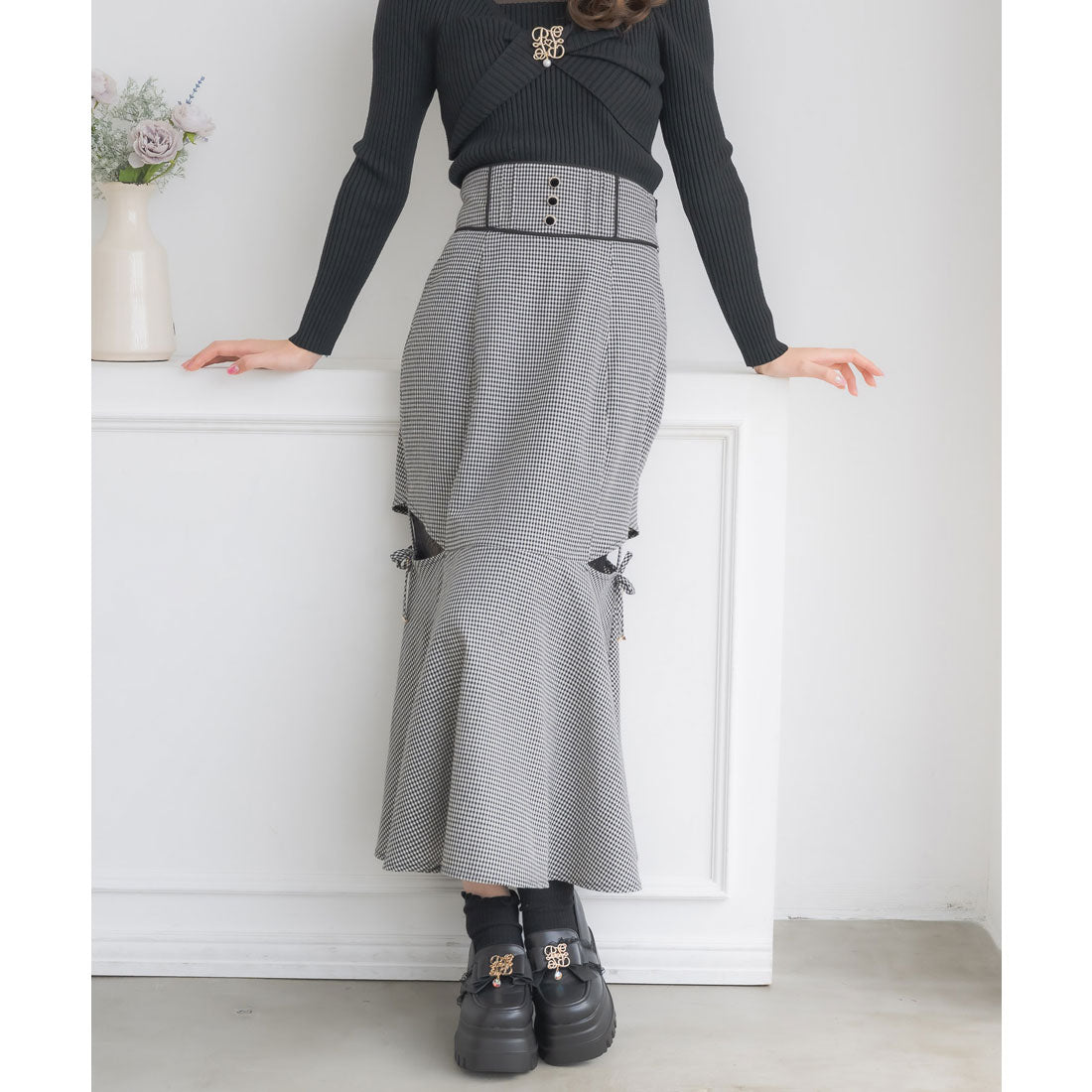 クチュールバイロジータ couture BY ROJITA レース透かしマーメイドスカート (チェック) チェック