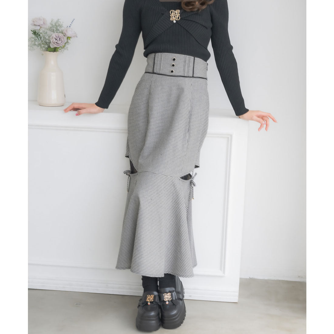 クチュールバイロジータ couture BY ROJITA レース透かしマーメイドスカート (チェック) チェック