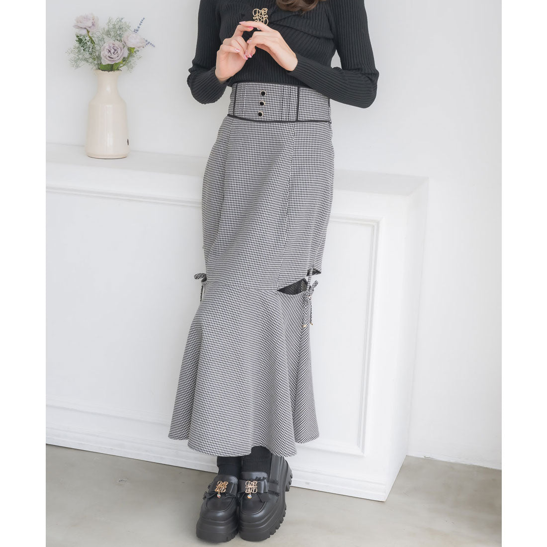 クチュールバイロジータ couture BY ROJITA レース透かしマーメイドスカート (チェック) チェック