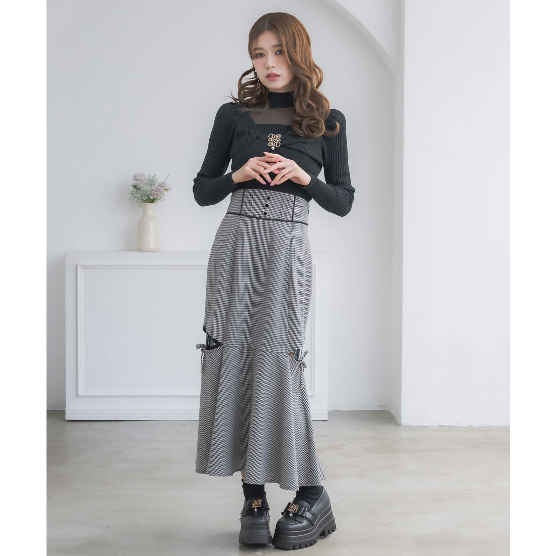 クチュールバイロジータ couture BY ROJITA レース透かしマーメイドスカート (チェック) チェック