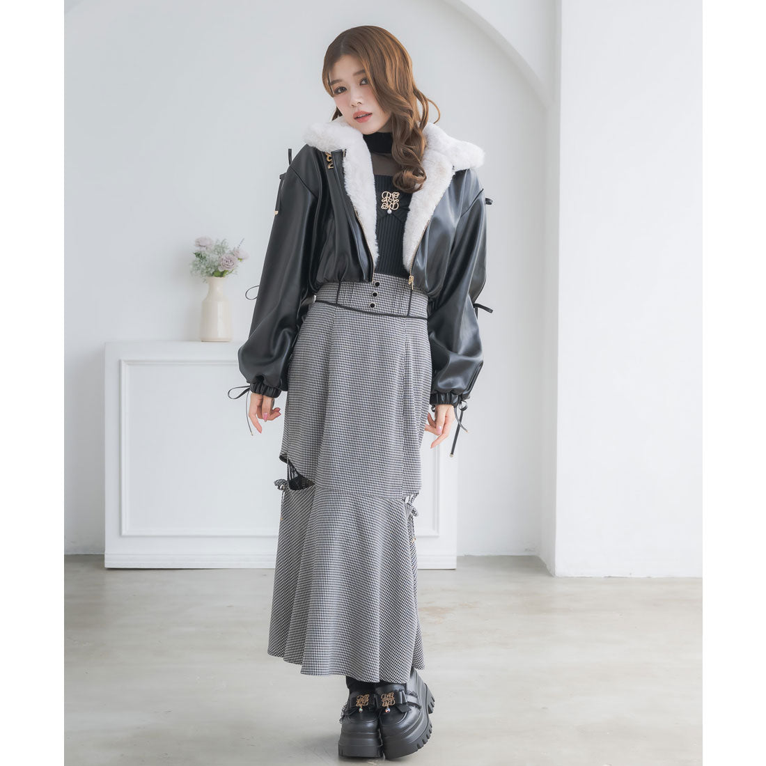 クチュールバイロジータ couture BY ROJITA レース透かしマーメイドスカート (チェック) チェック