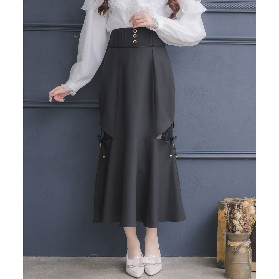 クチュールバイロジータ couture BY ROJITA レース透かしマーメイドスカート (チェック) チェック