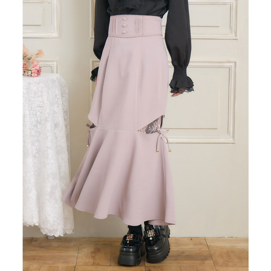 クチュールバイロジータ couture BY ROJITA レース透かしマーメイドスカート (ピンク) ピンク