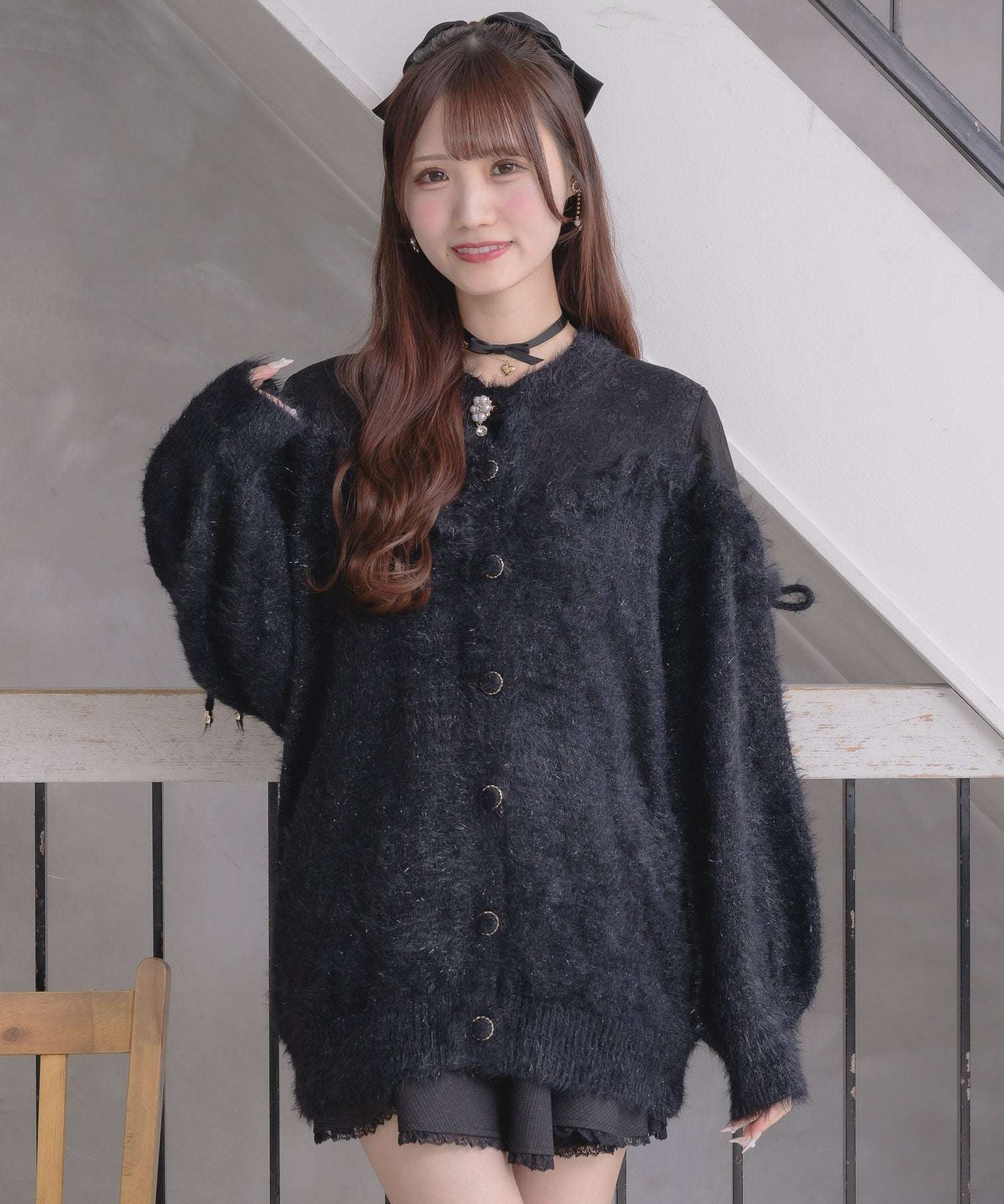 クチュールバイロジータ couture BY ROJITA レース切替ラメシャギーニットワンピース (ブラック) ブラック