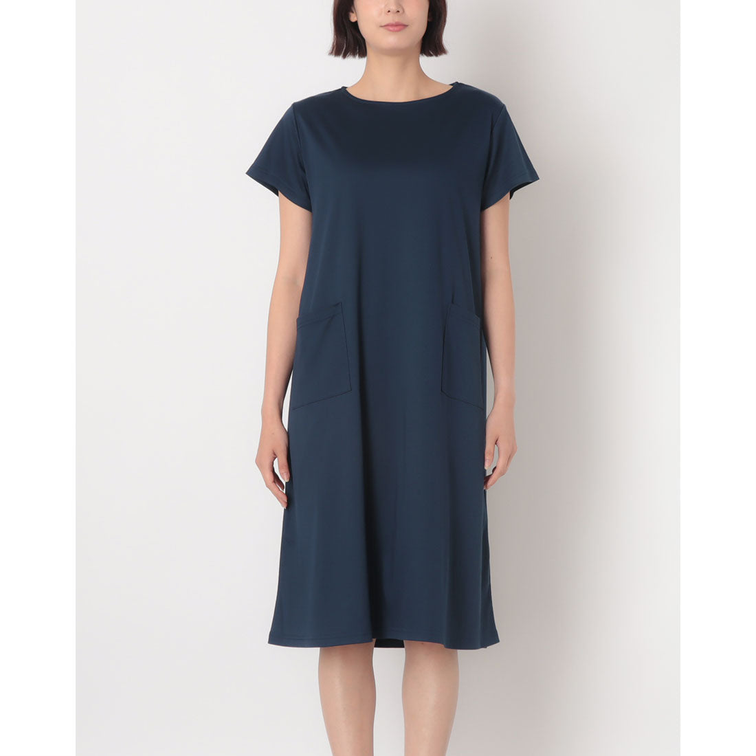 コットンブルー COTTON BLUE ゆったりシルエットワンピース (ネイビー) ネイビー