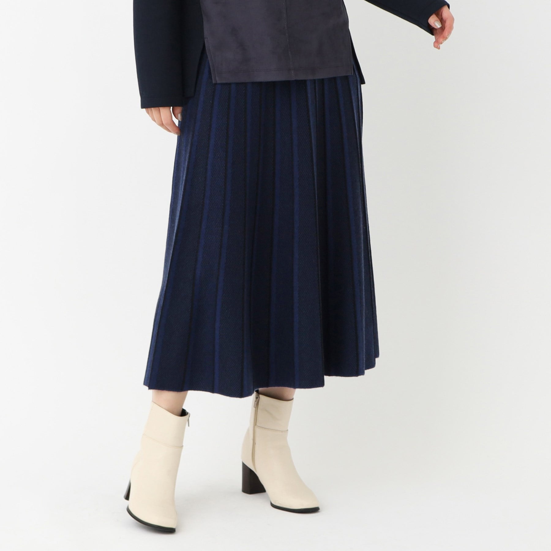 コルディア CORDIER 【セットアップ/S~3Lサイズ】アーバンヤーンニットスカート (ブルー(493)) ブルー(493)