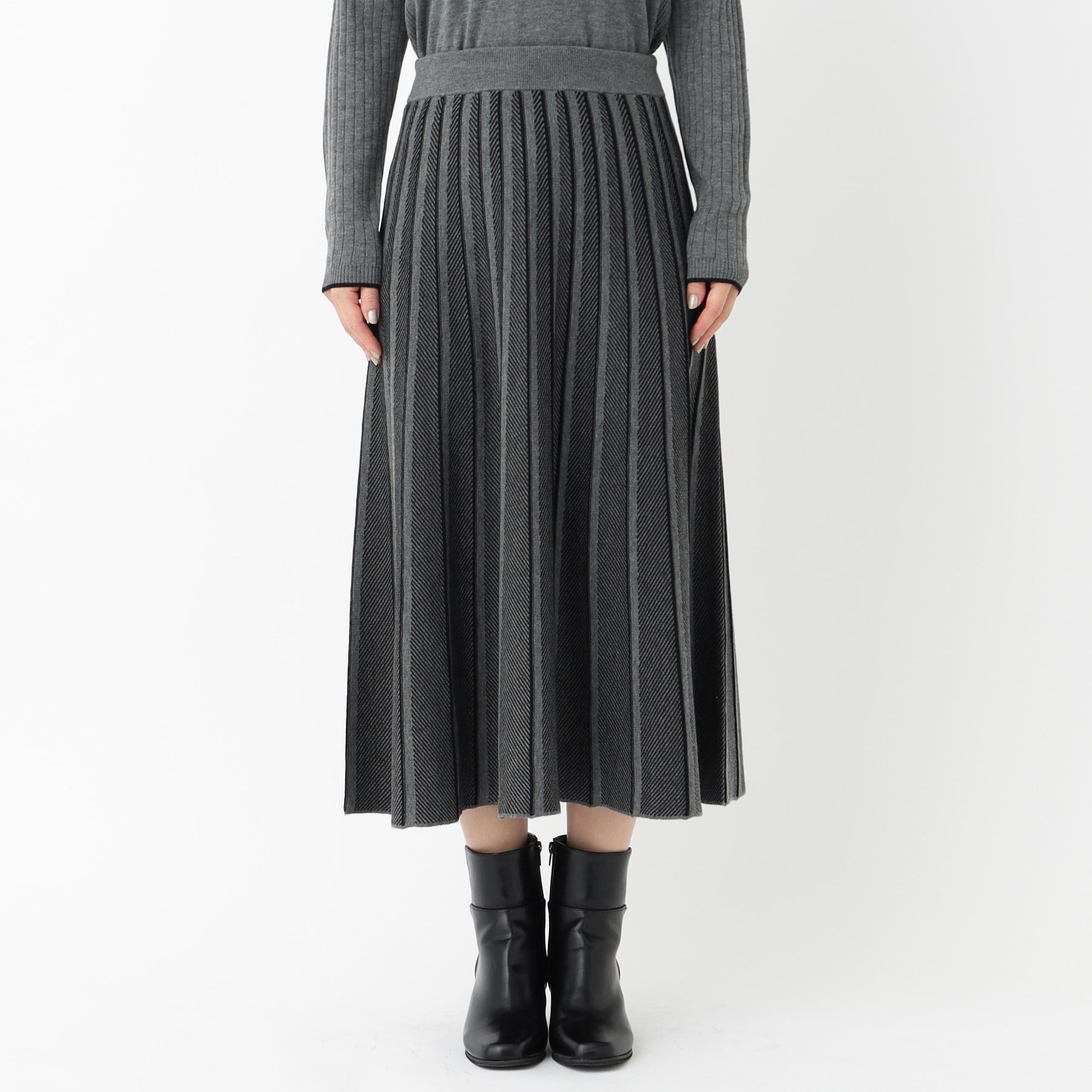 コルディア CORDIER 【セットアップ/S~3Lサイズ】アーバンヤーンニットスカート (ブルー(493)) ブルー(493)