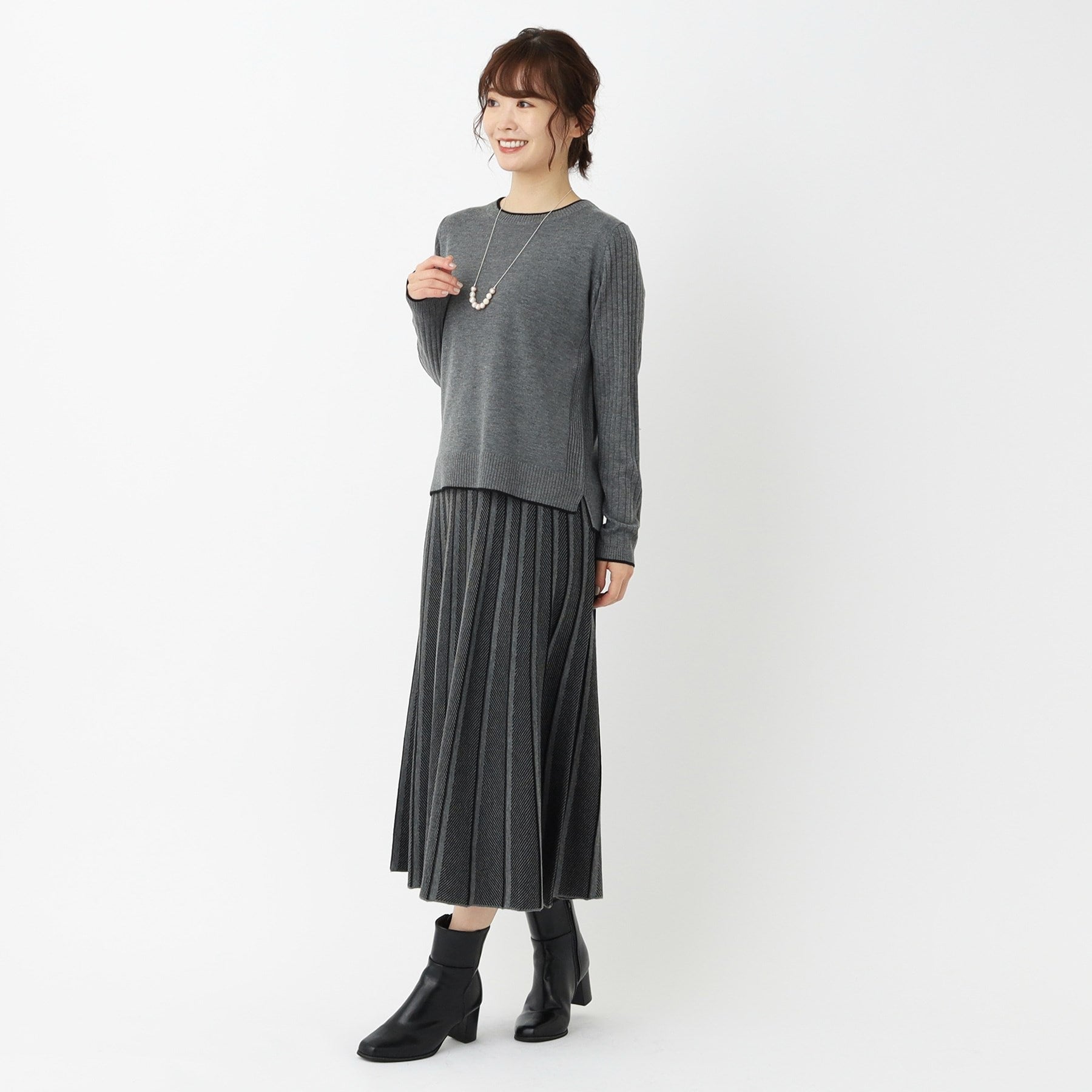 コルディア CORDIER 【セットアップ/S~3Lサイズ】アーバンヤーンニットスカート (ブルー(493)) ブルー(493)