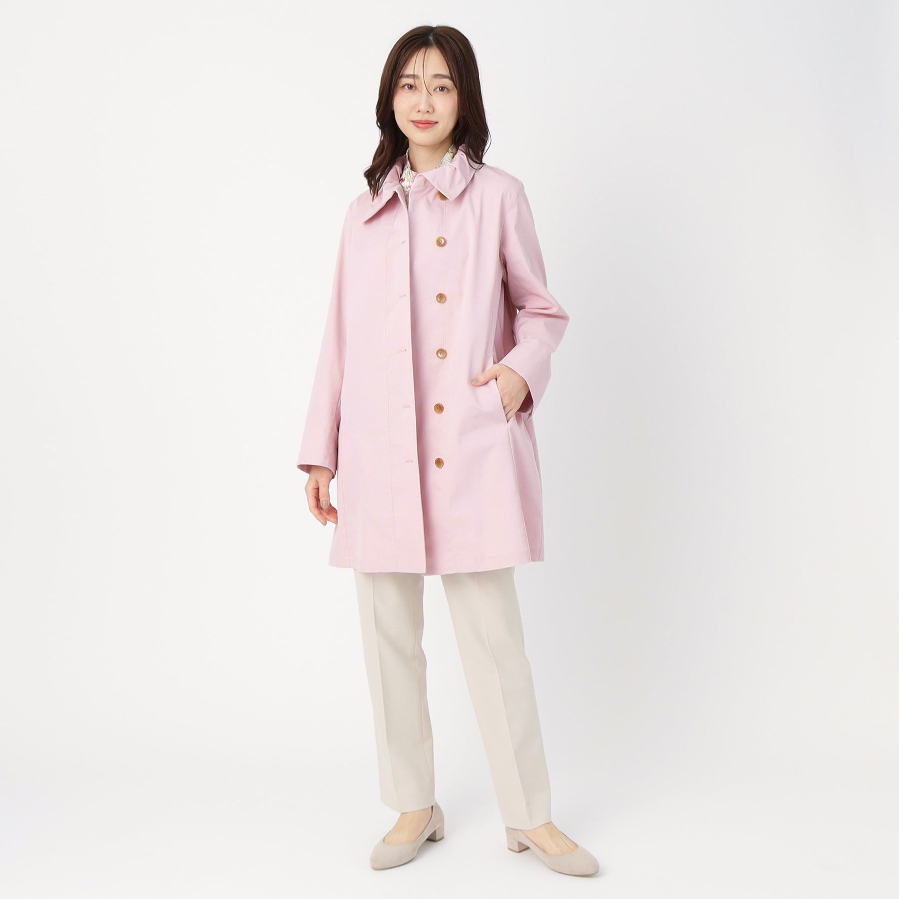 コルディア CORDIER 【M~4Lサイズ/手洗い可】コッティーナストレッチコート (ブルー(092)) ブルー(092)