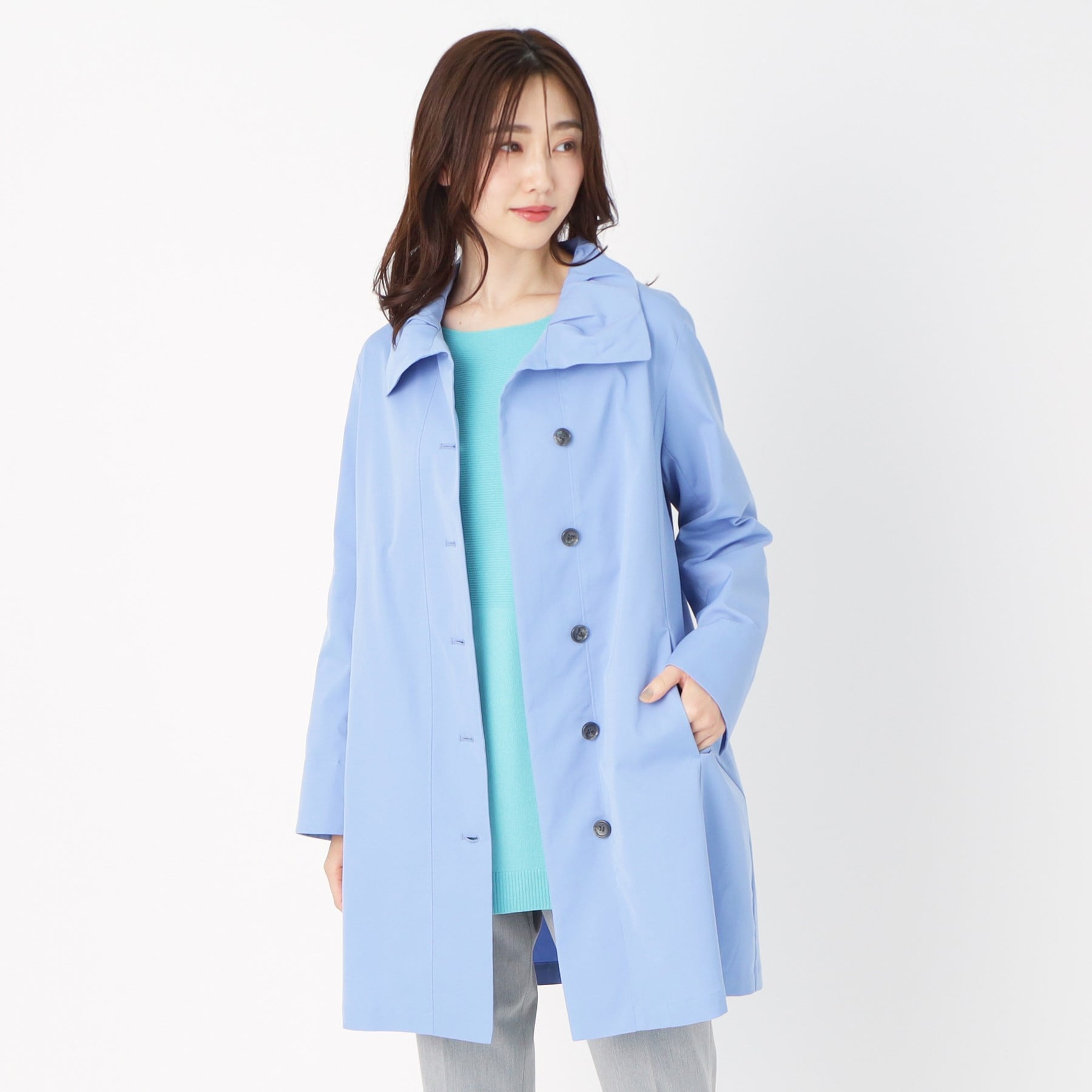 コルディア CORDIER 【M~4Lサイズ/手洗い可】コッティーナストレッチコート (ブルー(092)) ブルー(092)