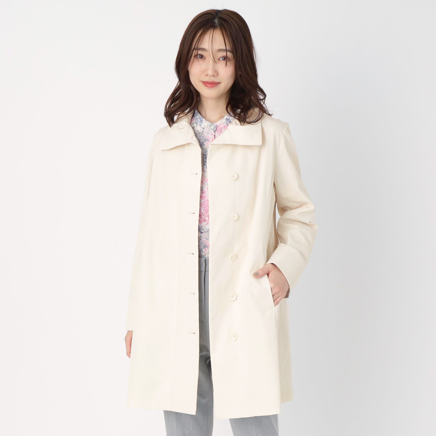 コルディア CORDIER 【M~4Lサイズ/手洗い可】コッティーナストレッチコート (ブルー(092)) ブルー(092)