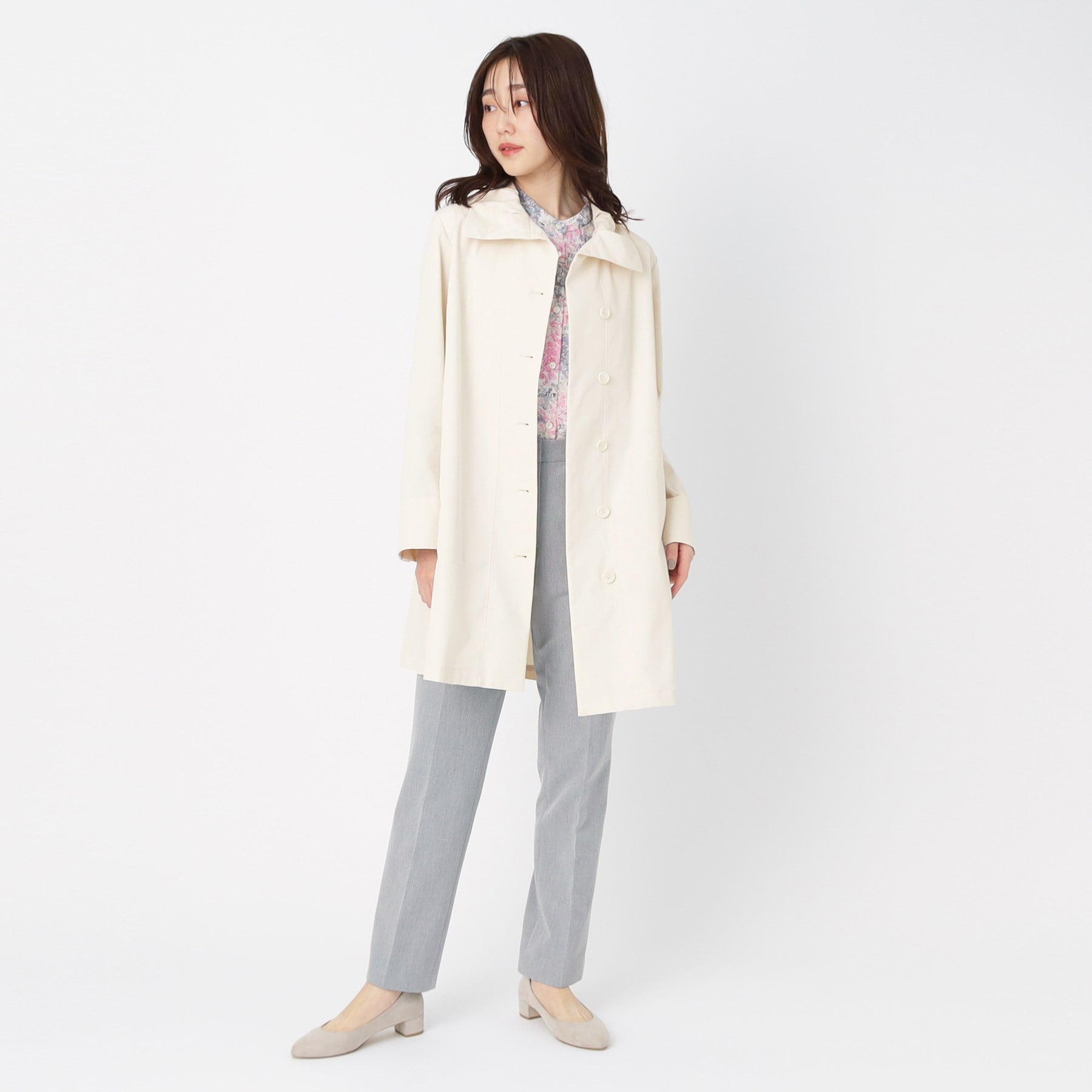 コルディア CORDIER 【M~4Lサイズ/手洗い可】コッティーナストレッチコート (ブルー(092)) ブルー(092)