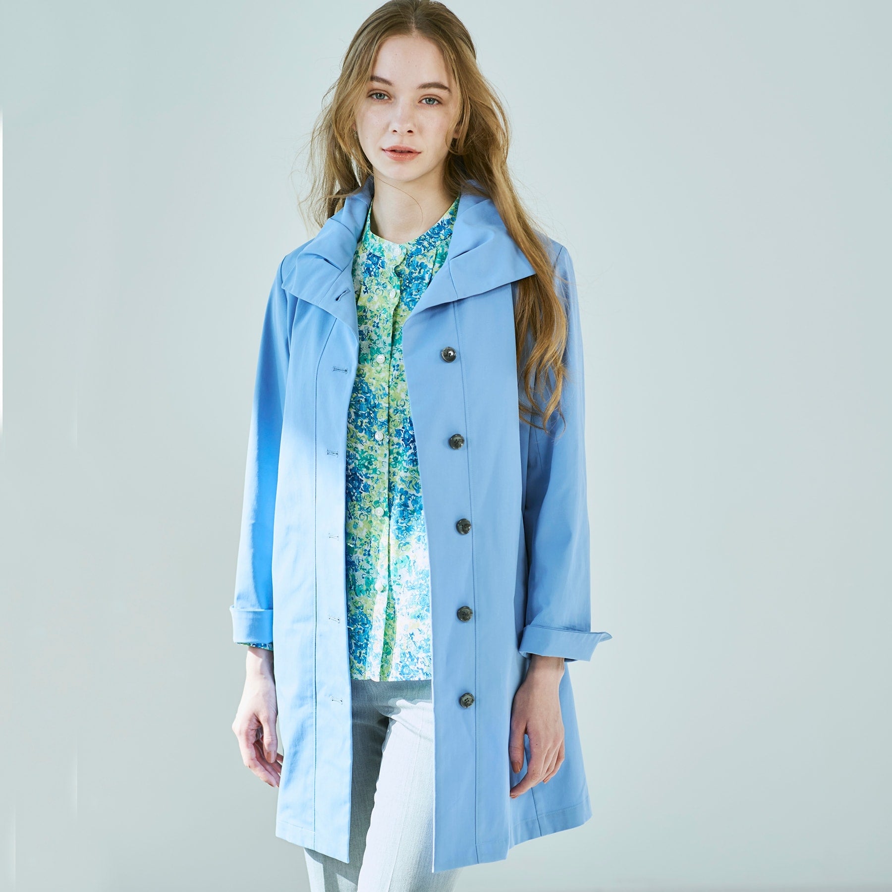 コルディア CORDIER 【M~4Lサイズ/手洗い可】コッティーナストレッチコート (ブルー(092)) ブルー(092)