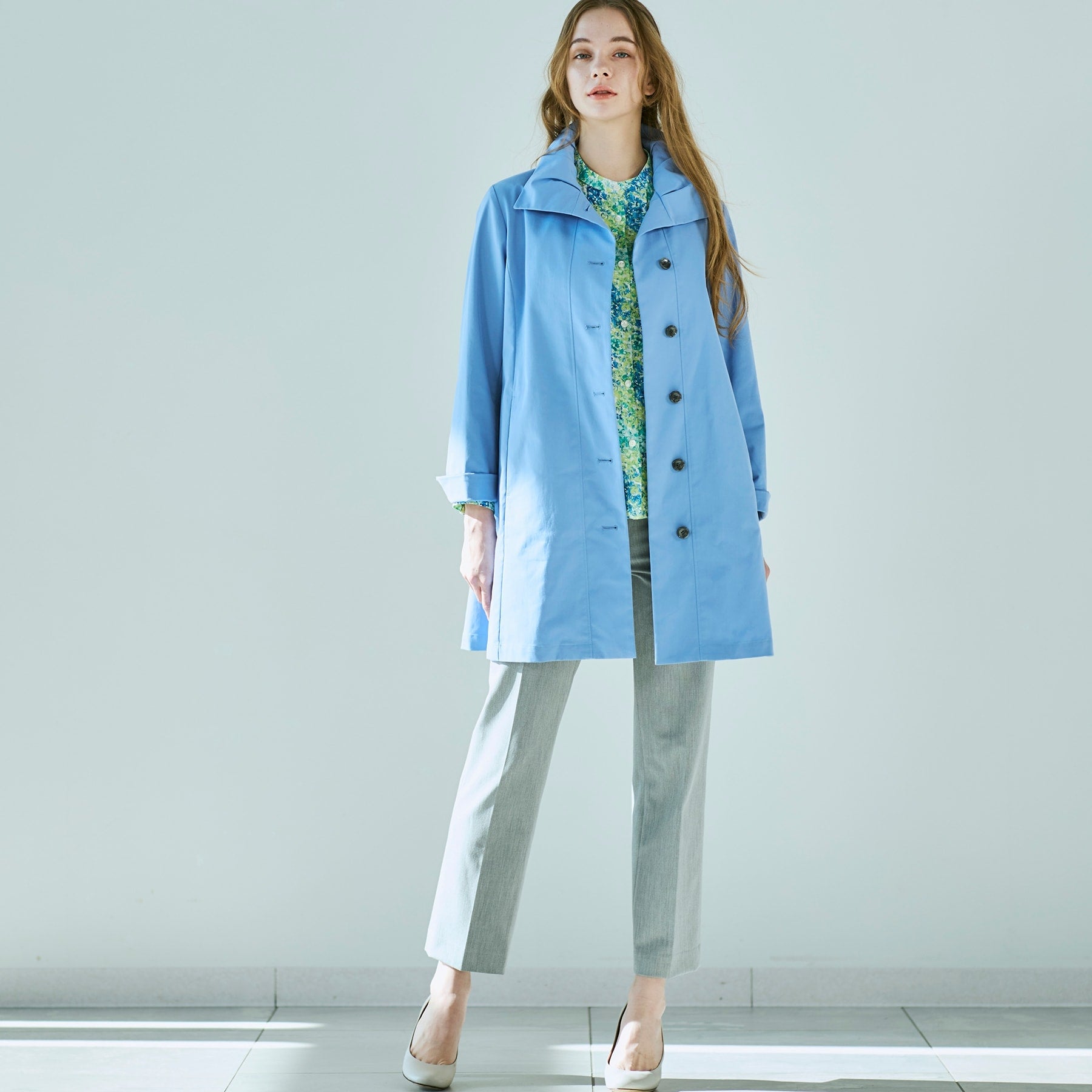 コルディア CORDIER 【M~4Lサイズ/手洗い可】コッティーナストレッチコート (ブルー(092)) ブルー(092)