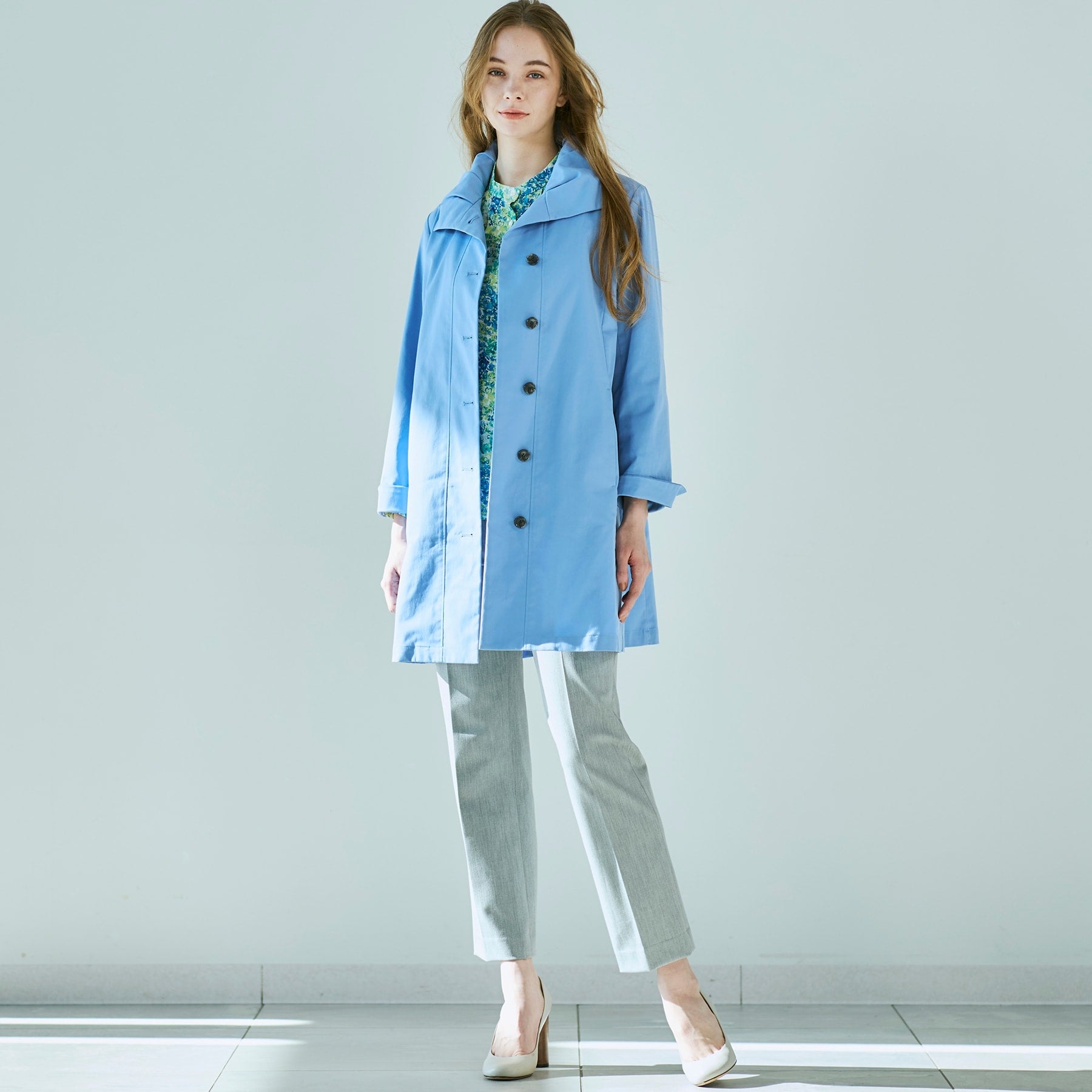 コルディア CORDIER 【M~4Lサイズ/手洗い可】コッティーナストレッチコート (ブルー(092)) ブルー(092)