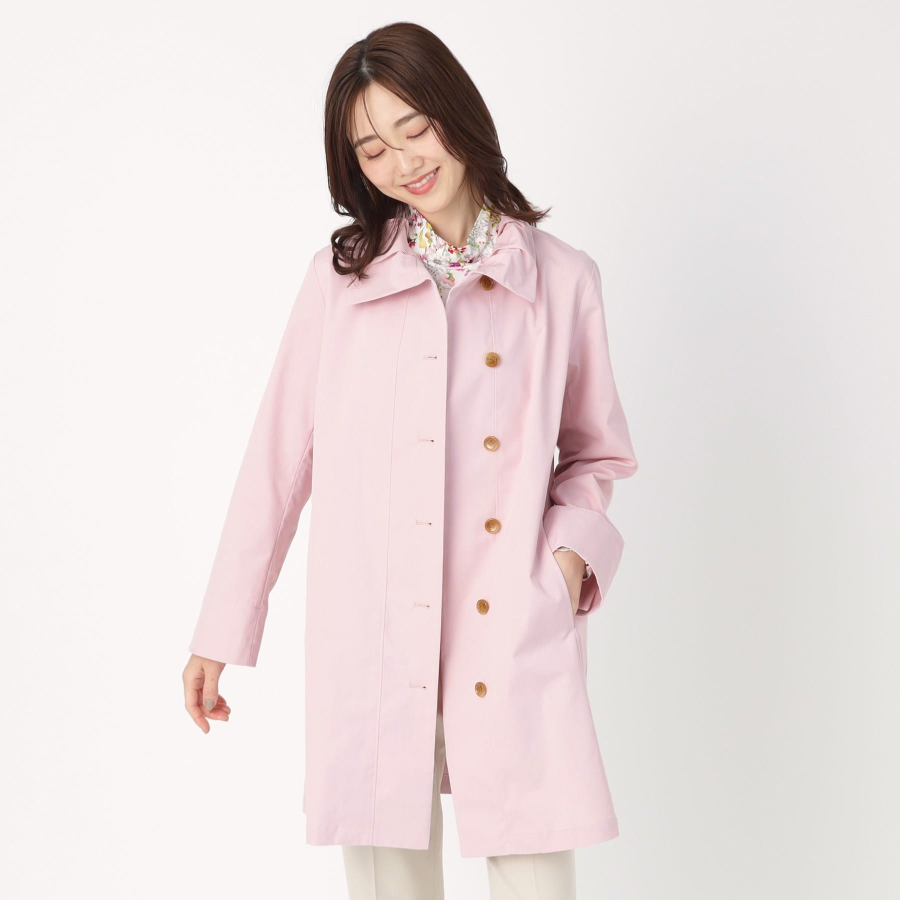 コルディア CORDIER 【M~4Lサイズ/手洗い可】コッティーナストレッチコート (ライトピンク(070)) ライトピンク(070)