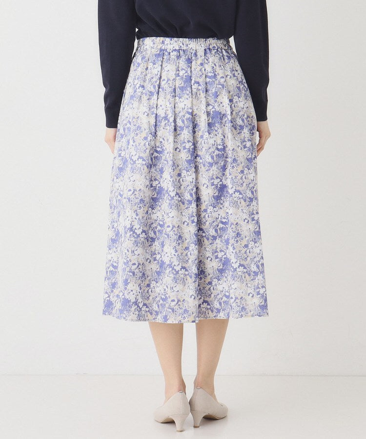 コルディア CORDIER フラワーモチーフプリントギャザーフレアスカート (ラベンダー(180)) ラベンダー(180)
