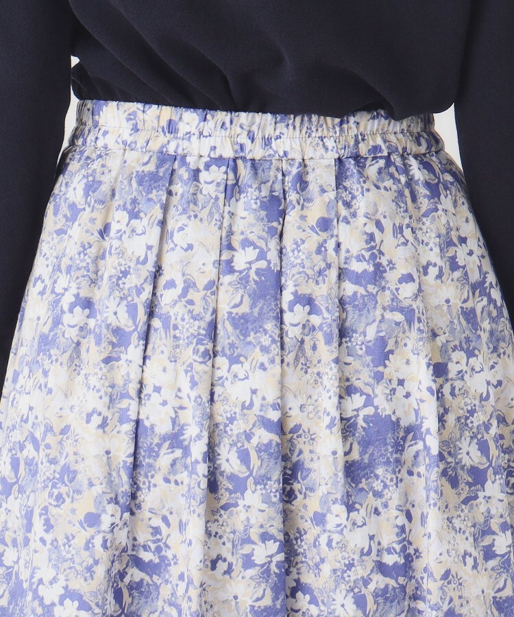 コルディア CORDIER フラワーモチーフプリントギャザーフレアスカート (ラベンダー(180)) ラベンダー(180)