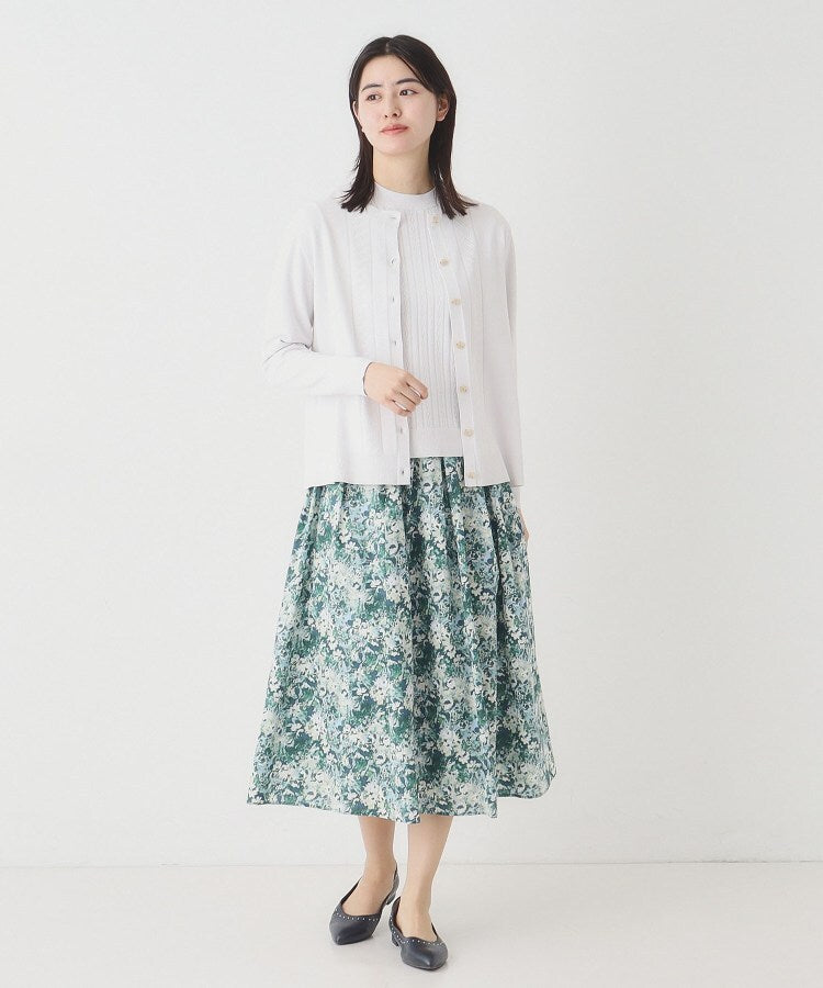 コルディア CORDIER フラワーモチーフプリントギャザーフレアスカート (ラベンダー(180)) ラベンダー(180)