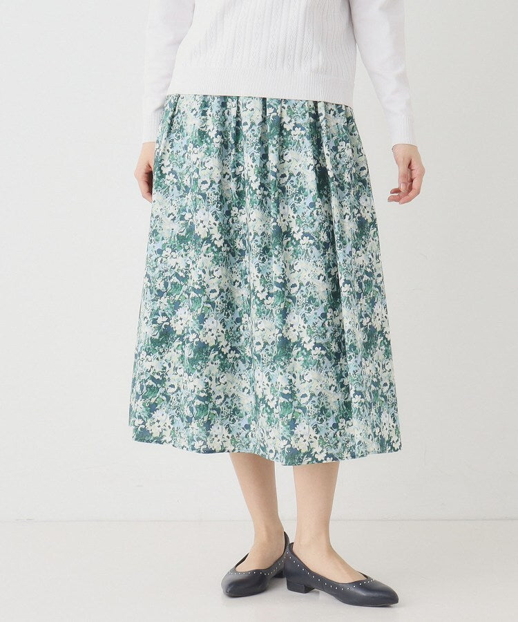 コルディア CORDIER フラワーモチーフプリントギャザーフレアスカート (ラベンダー(180)) ラベンダー(180)