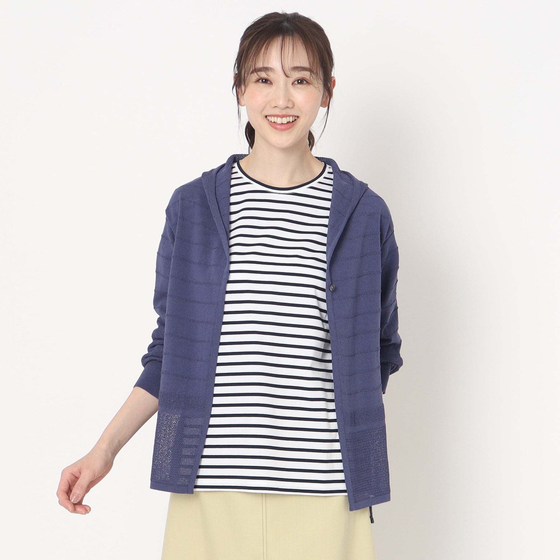 コルディア CORDIER ブルーム フーディカーディガン,ブルー(092)