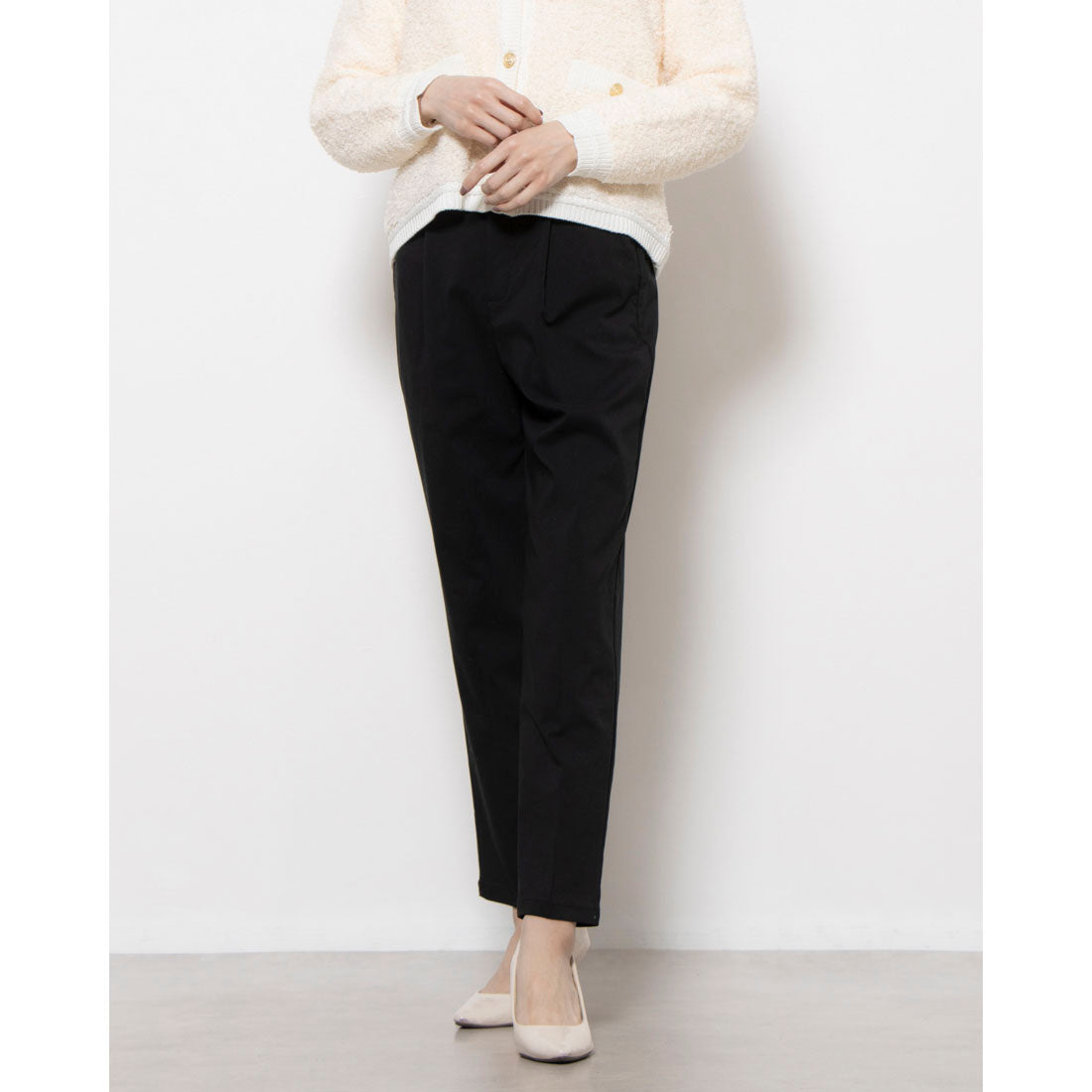 コムサモデルズ COMME CA MODELS 【美しいベーシックパンツ】 ストレッチテーパードパンツ (グレージュ) グレージュ