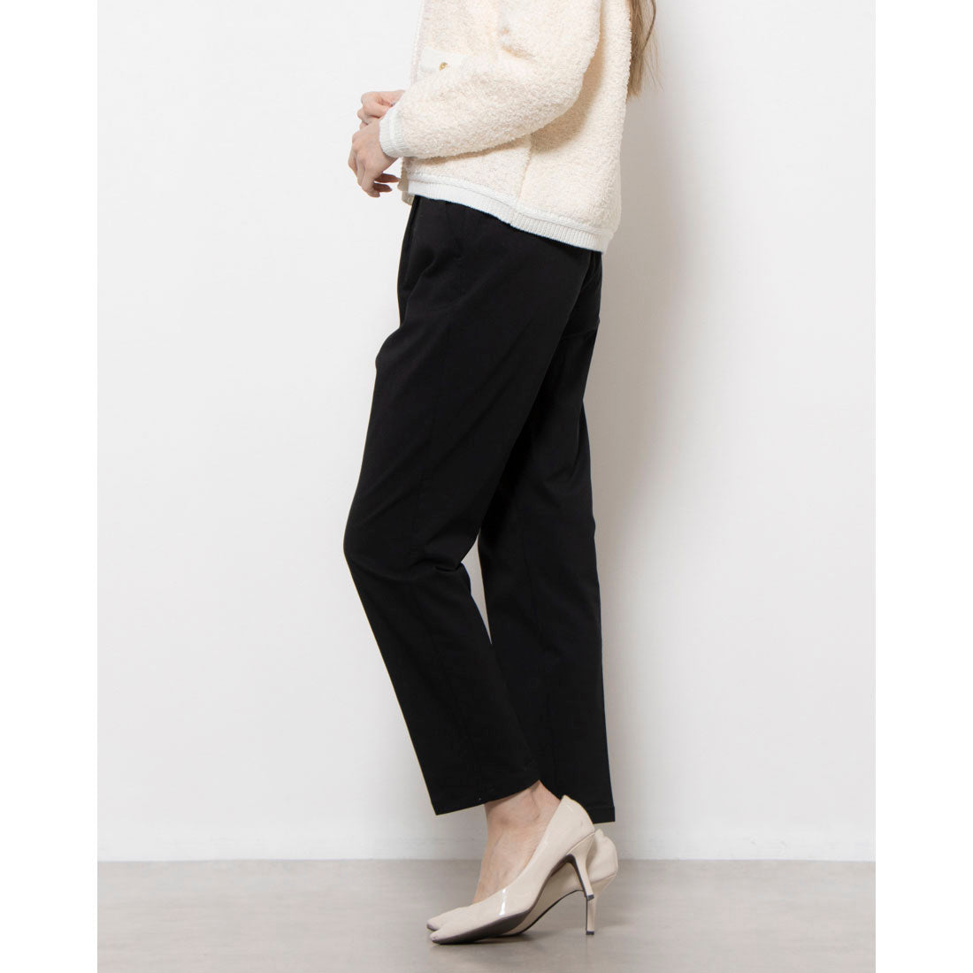 コムサモデルズ COMME CA MODELS 【美しいベーシックパンツ】 ストレッチテーパードパンツ (グレージュ) グレージュ