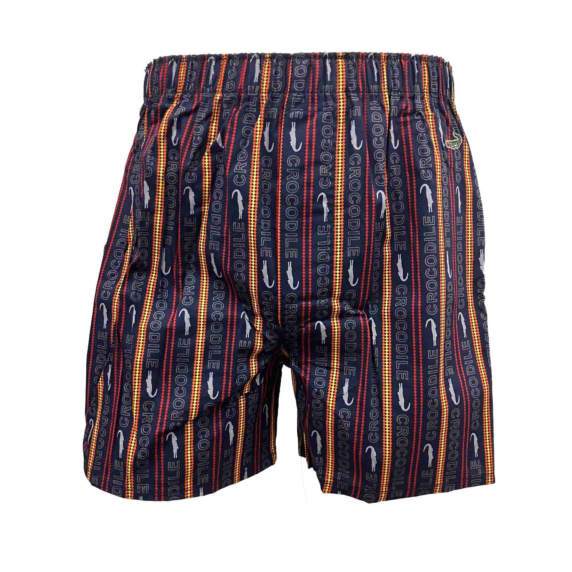 クロコダイル CROCODILE プリントストライプ柄前開きトランクス 【返品不可商品】 (ネイビー) ネイビー