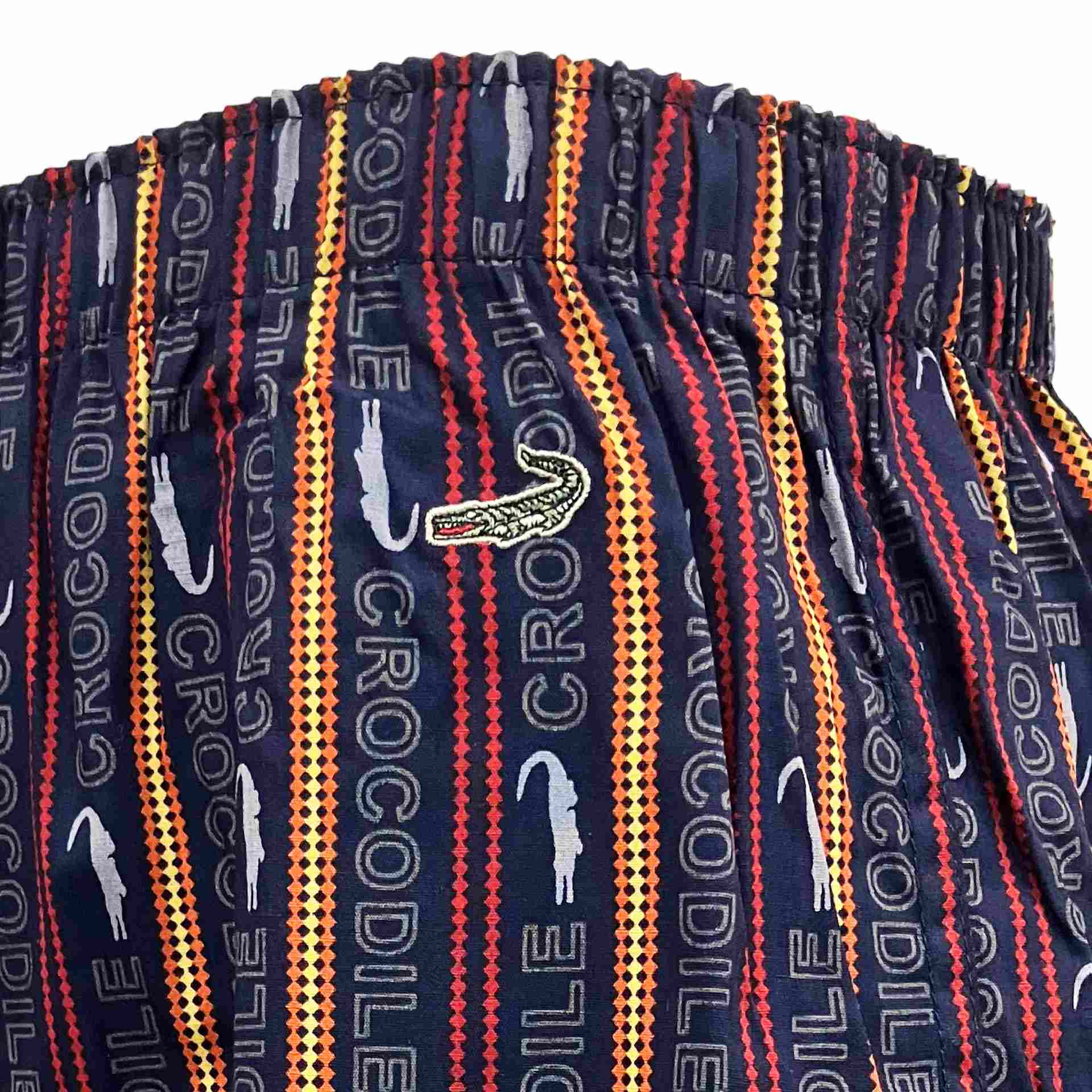 クロコダイル CROCODILE プリントストライプ柄前開きトランクス 【返品不可商品】 (ネイビー) ネイビー