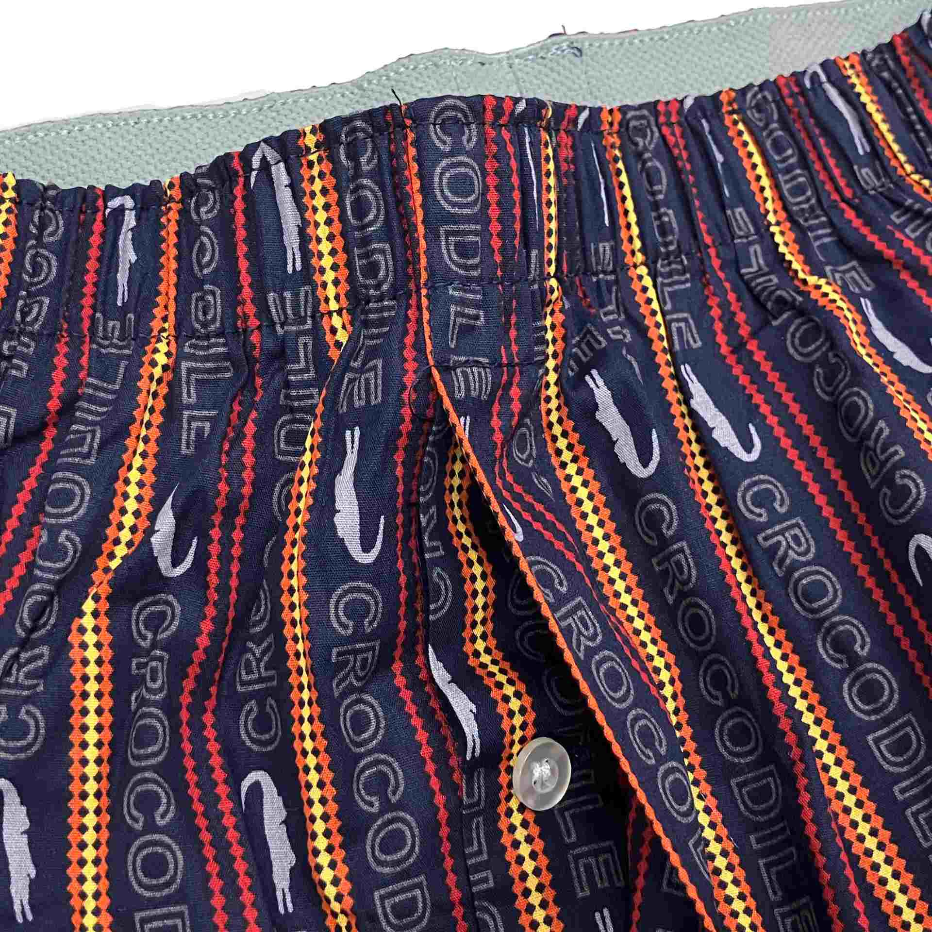 クロコダイル CROCODILE プリントストライプ柄前開きトランクス 【返品不可商品】 (ネイビー) ネイビー